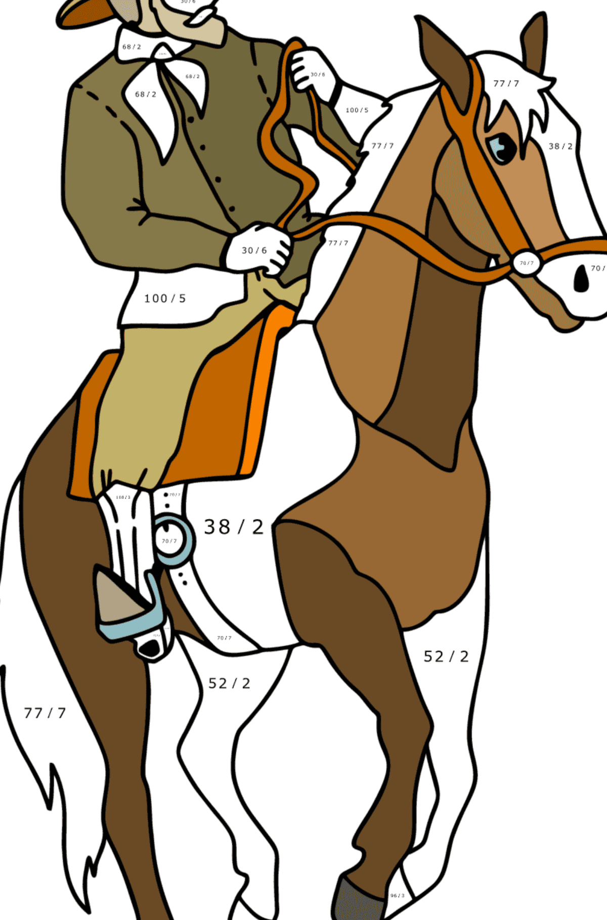 Coloriage Cow-boy - Coloriage Magique Division pour les Enfants