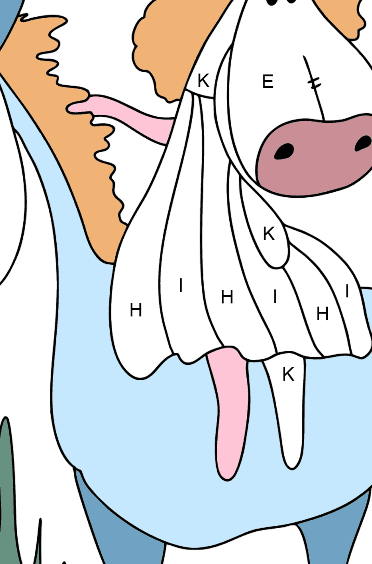 Difficult coloring page a horse for a walk - Coloring by Letters for Kids