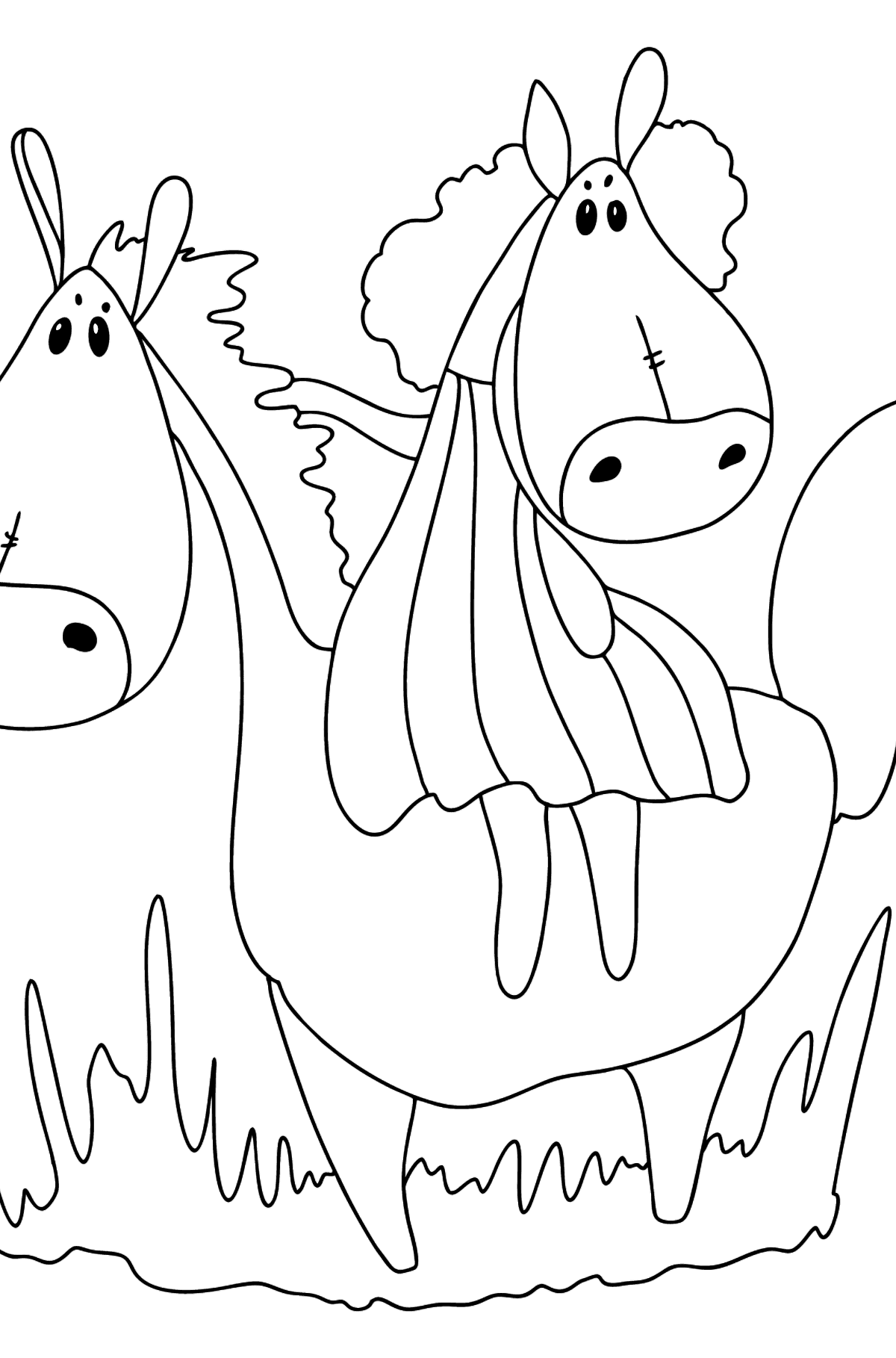 Difficult coloring page a horse for a walk - Coloring Pages for Kids
