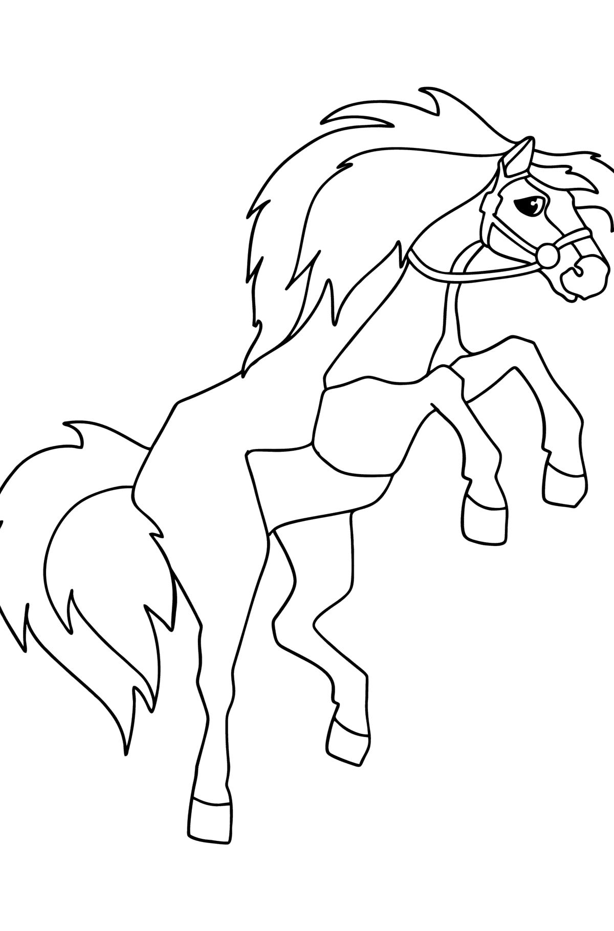Tegning til farvning Galoperende hest - Tegninger til farvelægning for børn