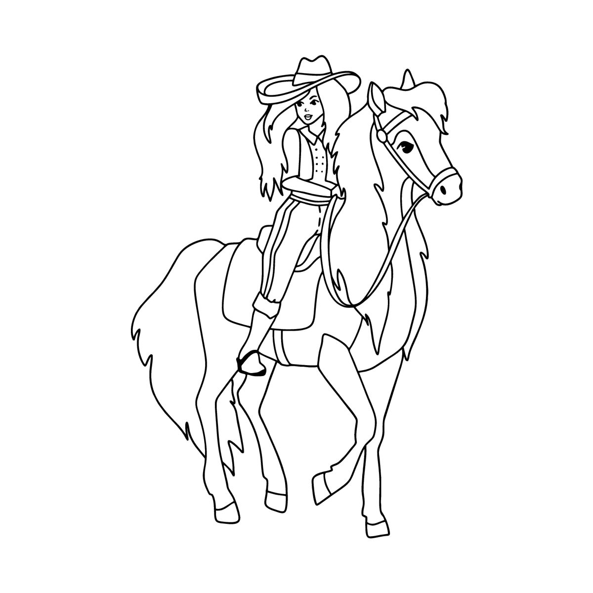 Раскраска Барби Лошадь с малышом