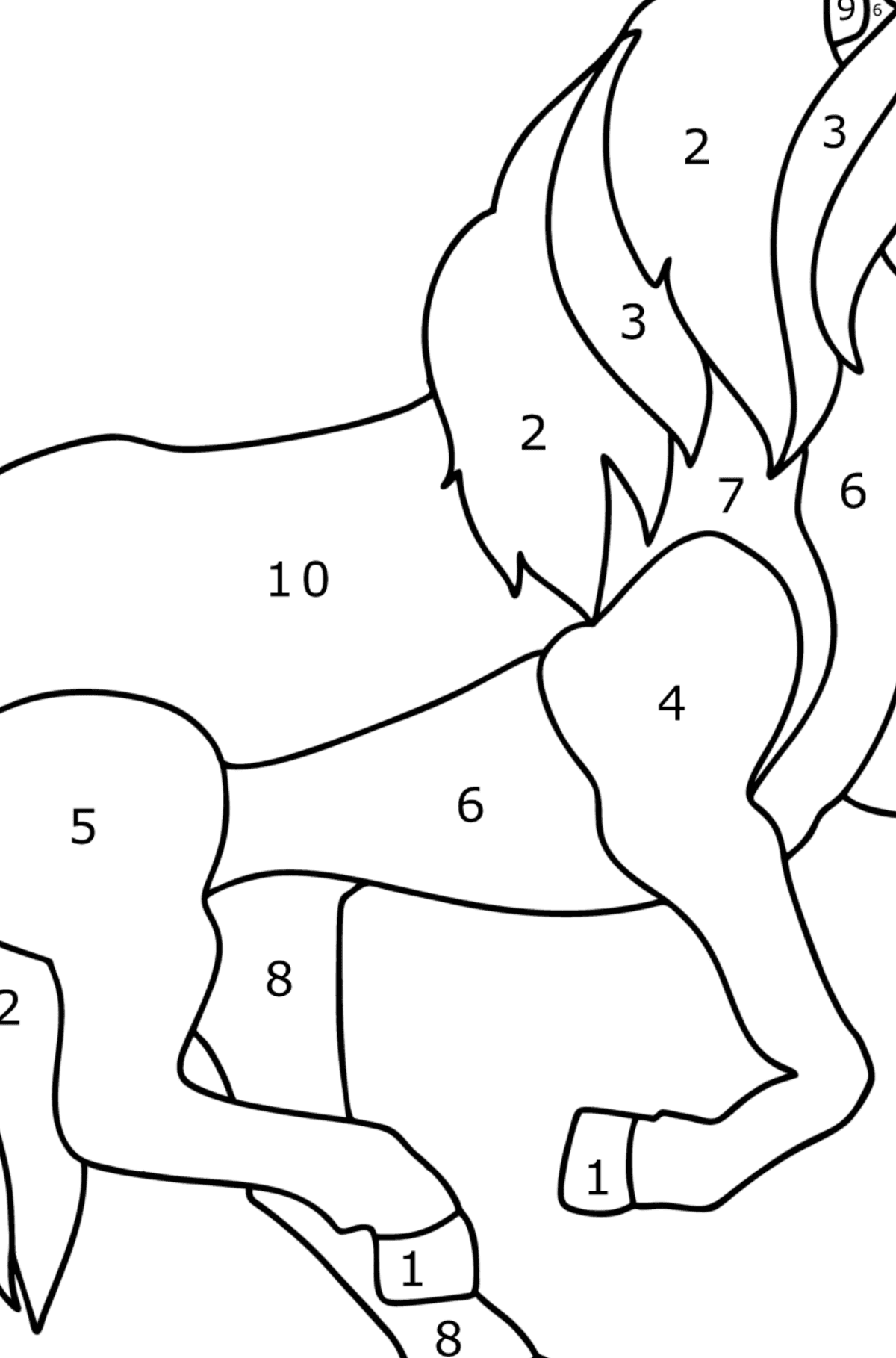 Kleurplaat IJslands paard - Kleuren op nummer voor kinderen