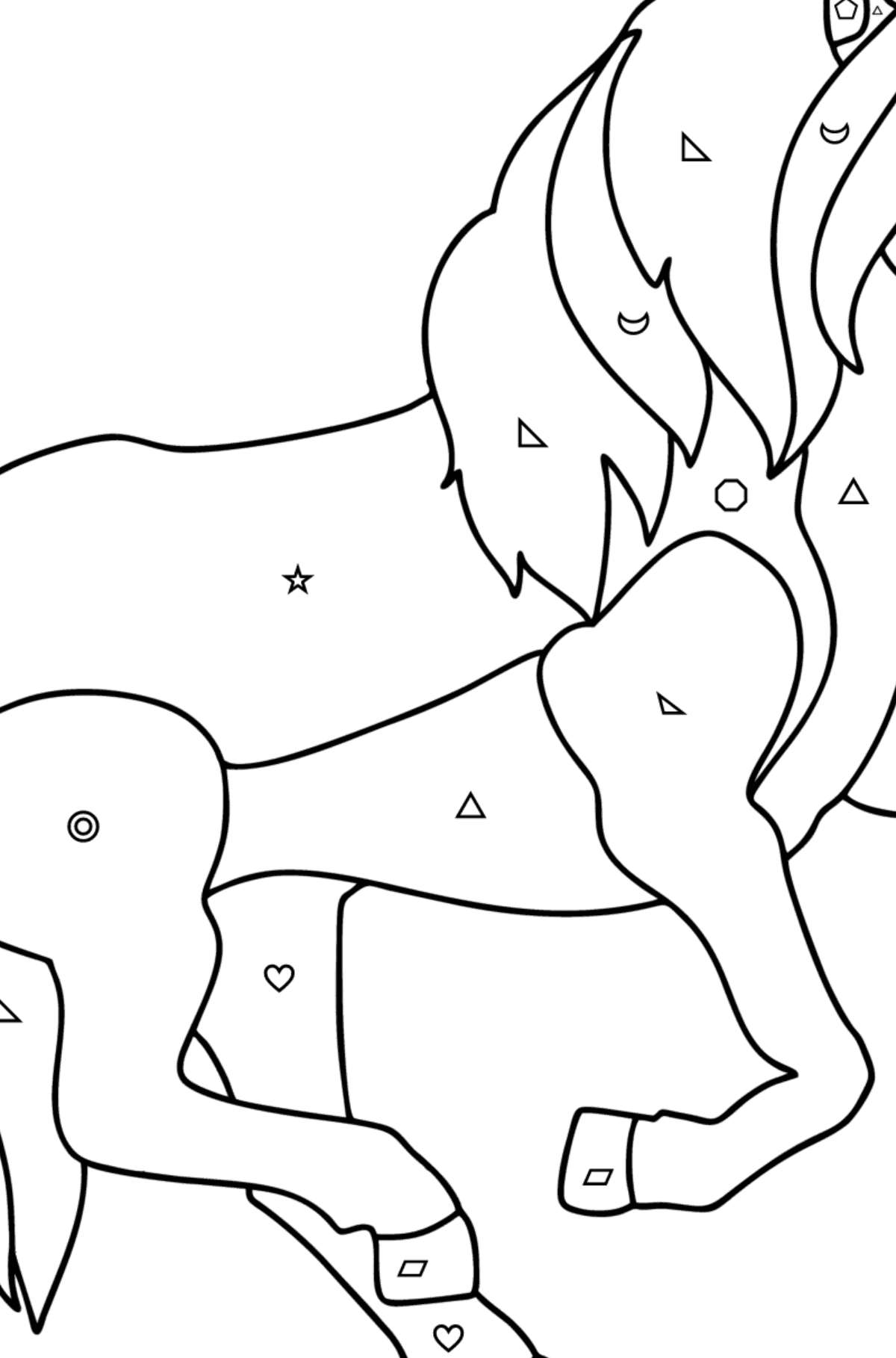 Kleurplaat IJslands paard - Kleuren met geometrische figuren voor kinderen