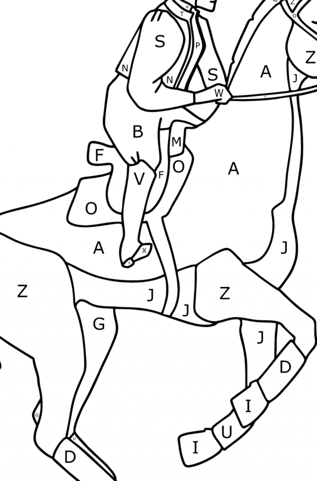 Mewarnai gambar Joki menunggang kuda - Online dan Cetak Gratis!