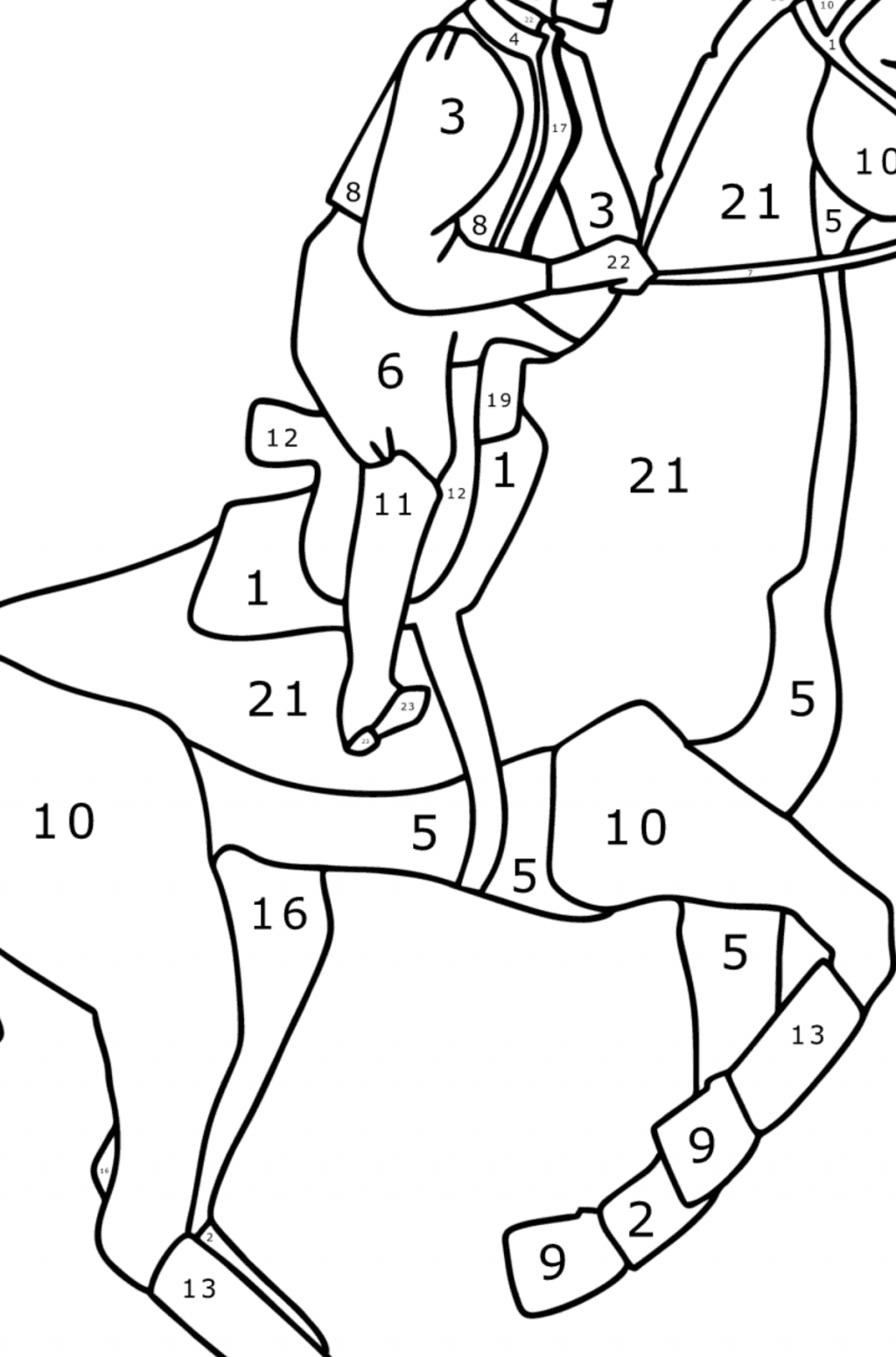 Jockey on horseback oloring page online and print for free 