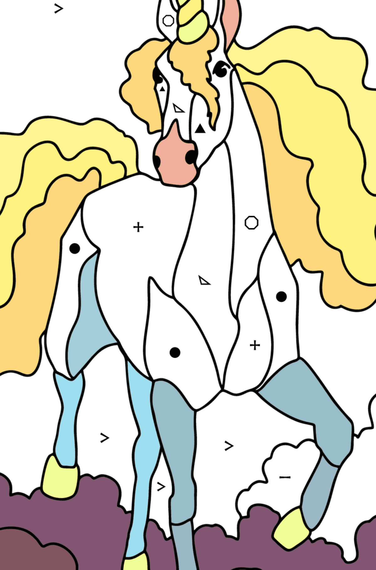 Licorne magique Coloriage - Coloriage par Symboles pour les Enfants