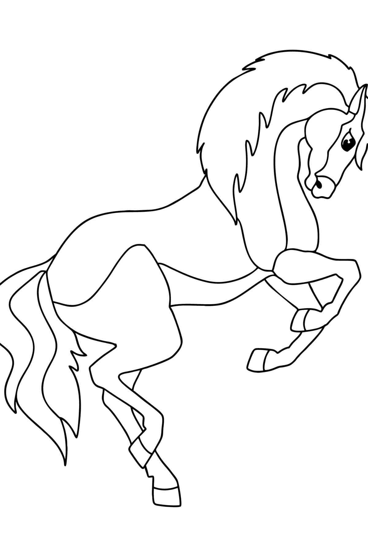 Tegning til farvning Mustang - Tegninger til farvelægning for børn