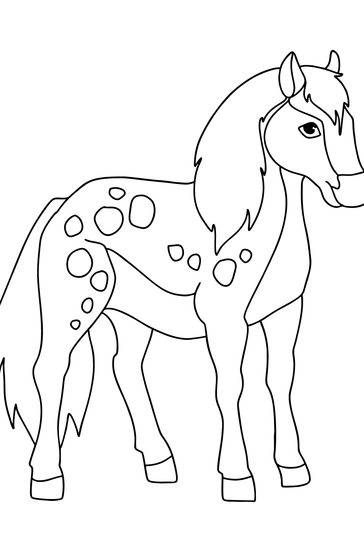 Tegning til farvning Rigtig pony - Tegninger til farvelægning for børn