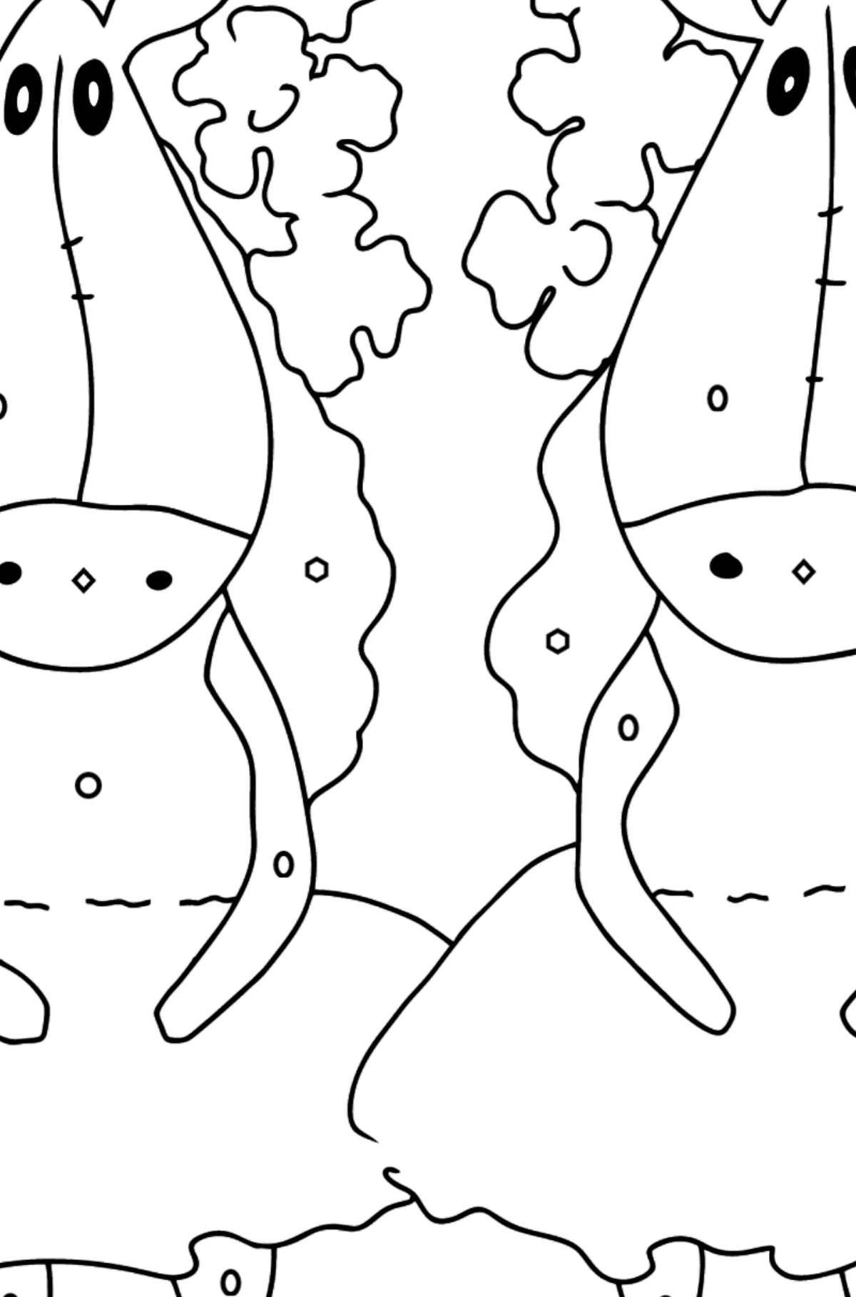 Проста Розмальовка парочка коней - Розмальовки за геометричними фігурами для дітей