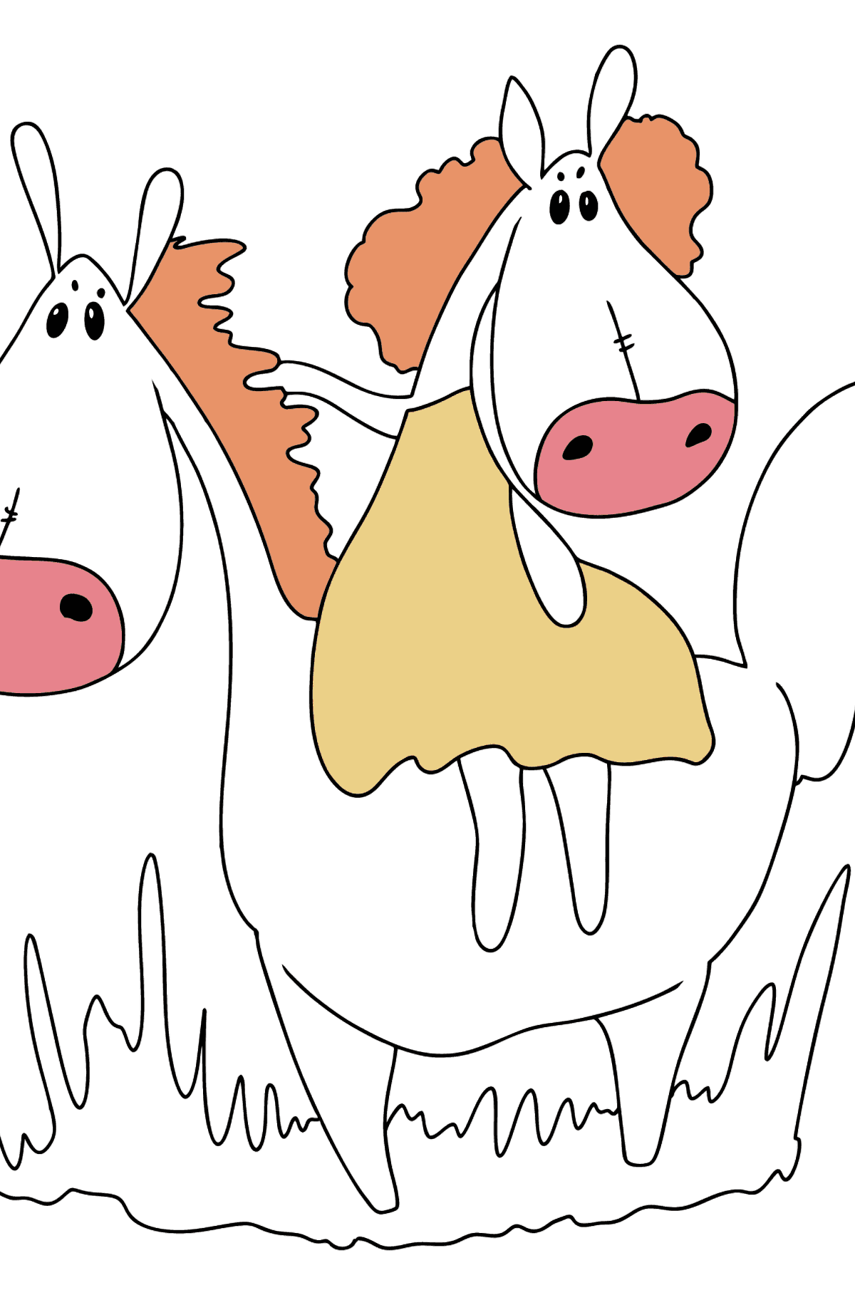 Розмальовка Мультяшний Кінь (просто) - Розмальовки для дітей