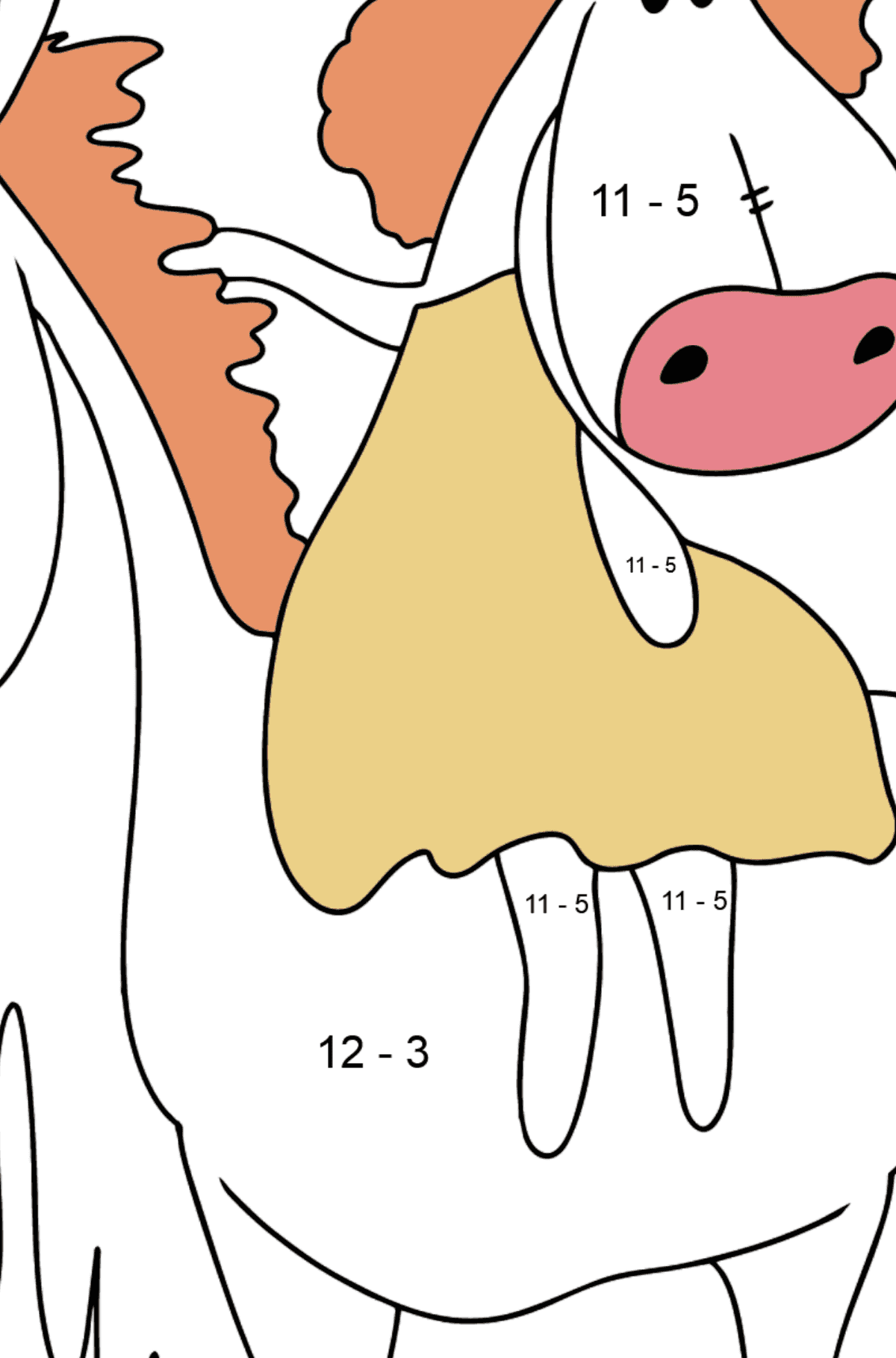 Simple coloring page a horse for a walk - Math Coloring - Subtraction for Kids