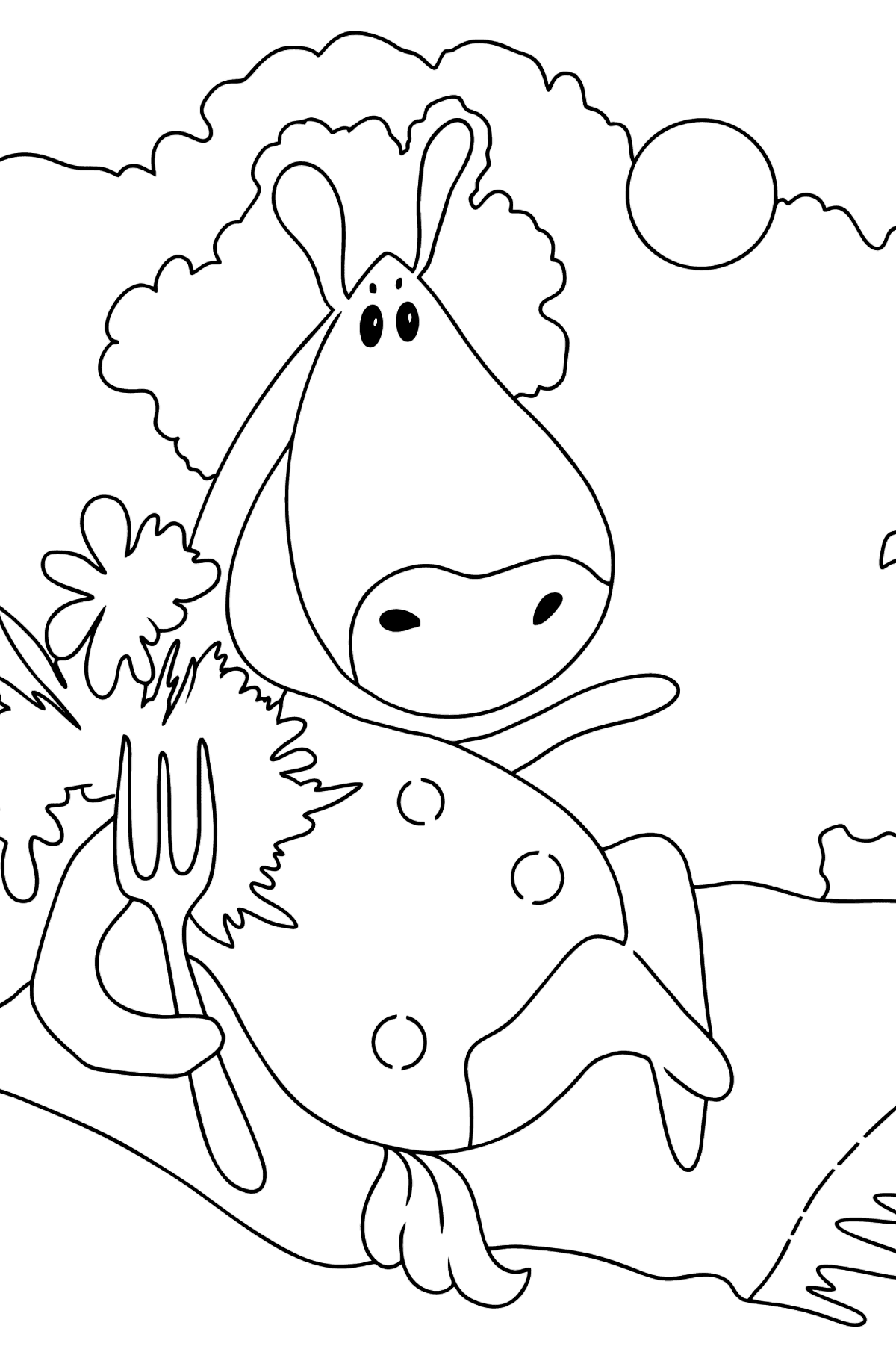 Tegning til farvning magisk hest (let) - Tegninger til farvelægning for børn
