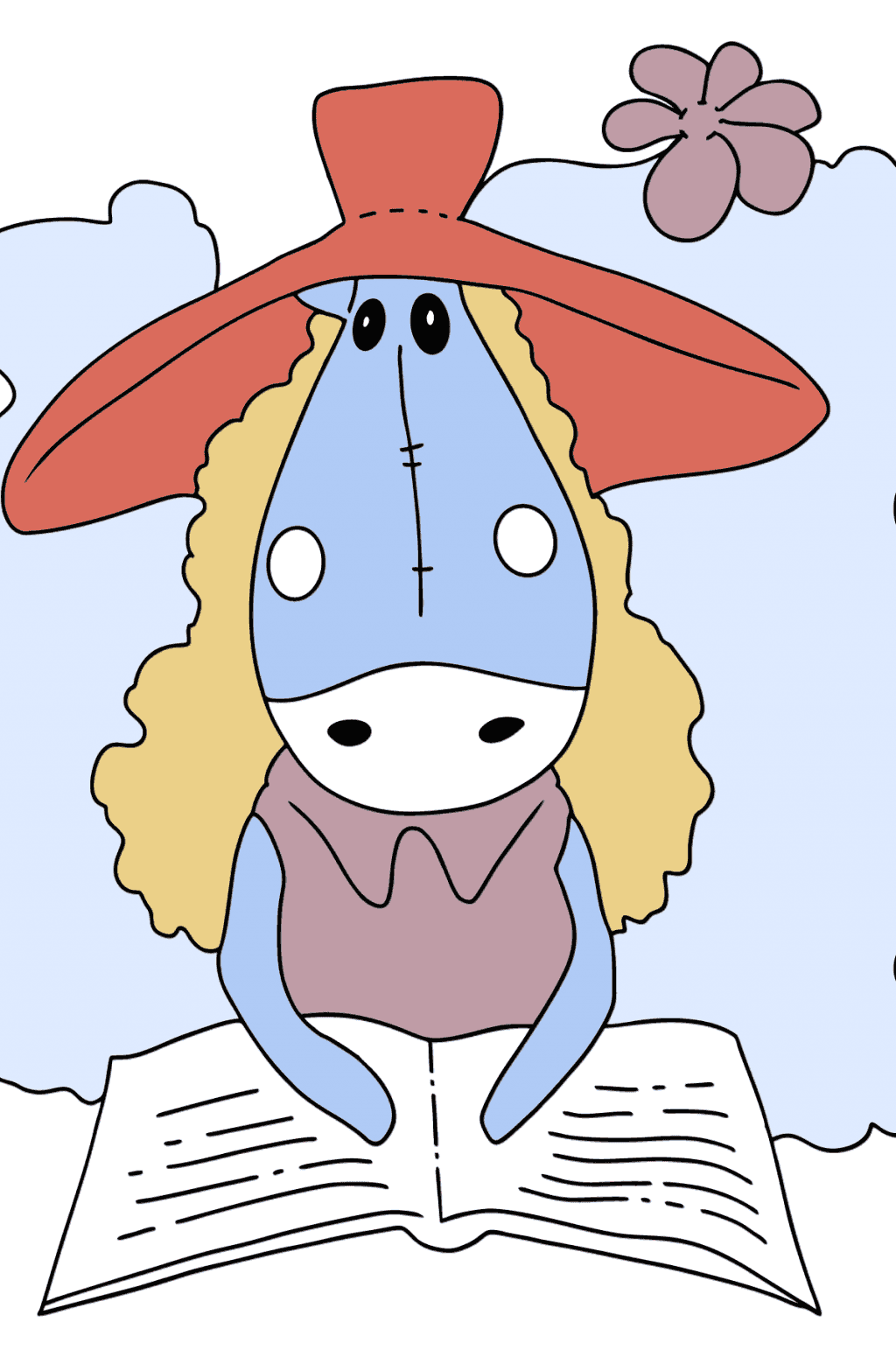 Coloring page a horse with book - Print For Free