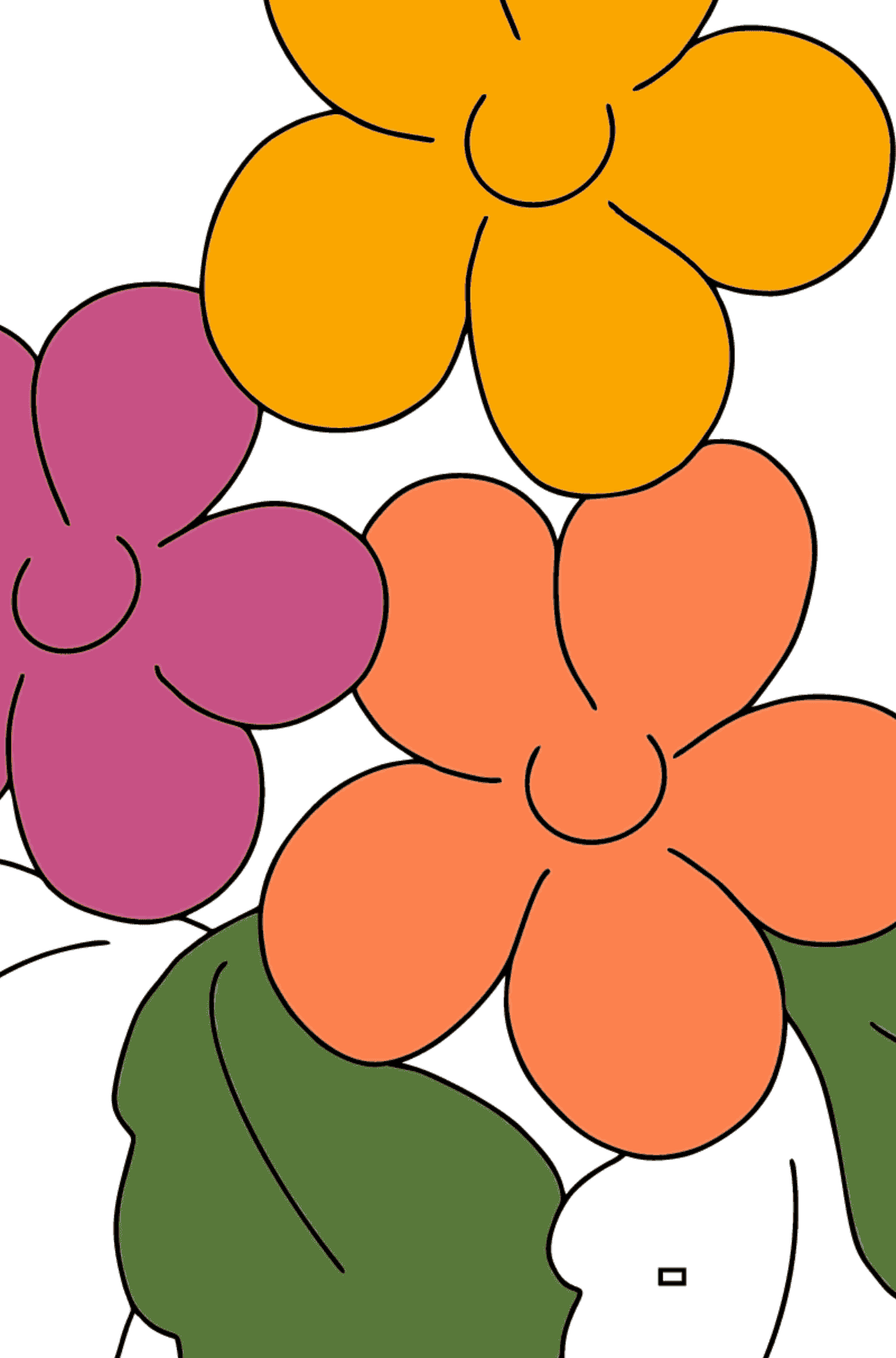 Ausmalbild - Frühling und Blumen - Ausmalen nach Geometrischen Formen für Kinder