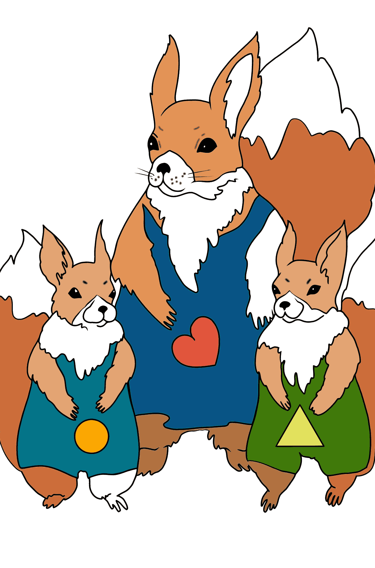 Coloriage Printemps - De beaux écureuils - Coloriages pour les Enfants