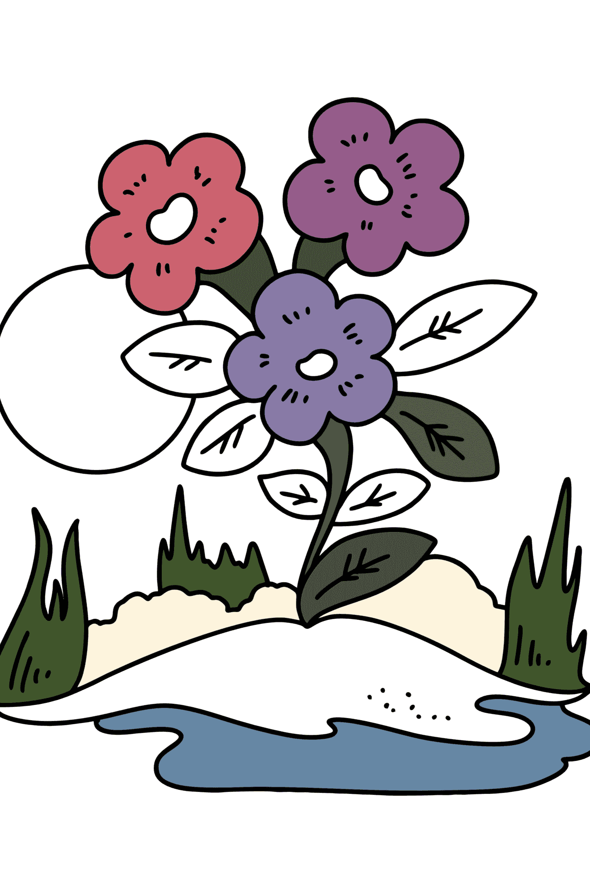 Página para colorear de flores de primavera para niños - Dibujos para Colorear para Niños