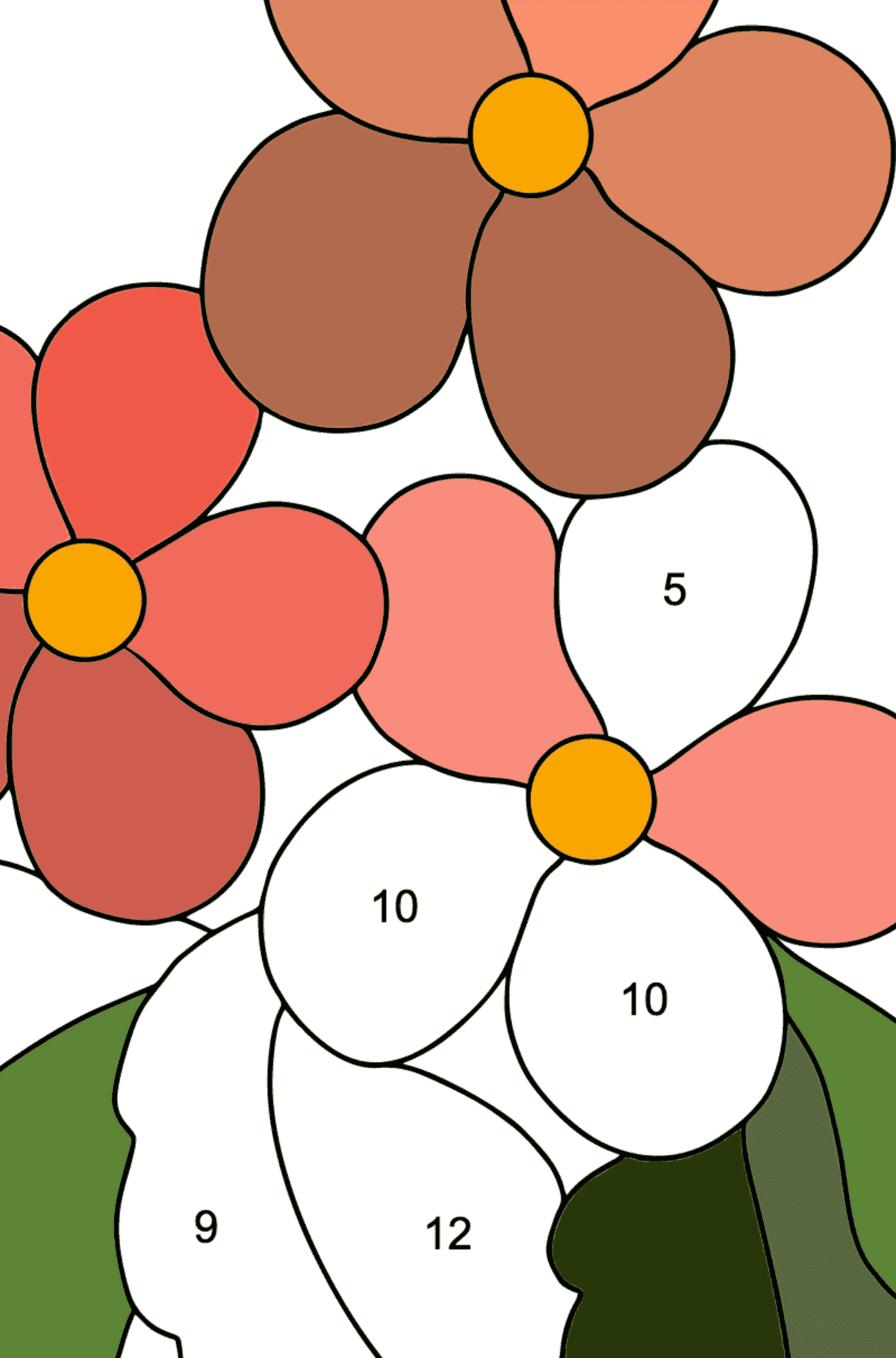 Spring Coloring Page - Time for Flowers for Kids  - Color by Number