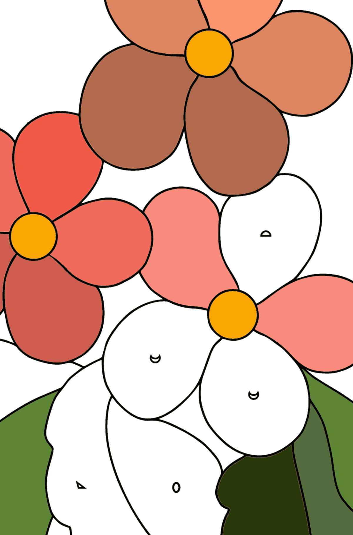 Coloriage Printemps - Le temps des fleurs - Coloriage par Formes Géométriques pour les Enfants