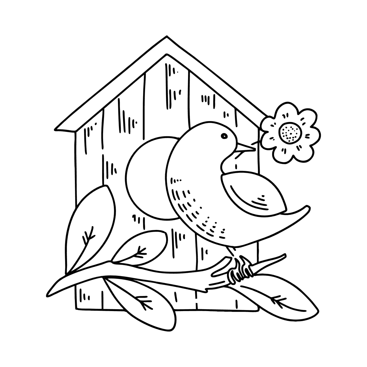 Starling at the Birdhouse coloring page ♥ Online and Print for Free