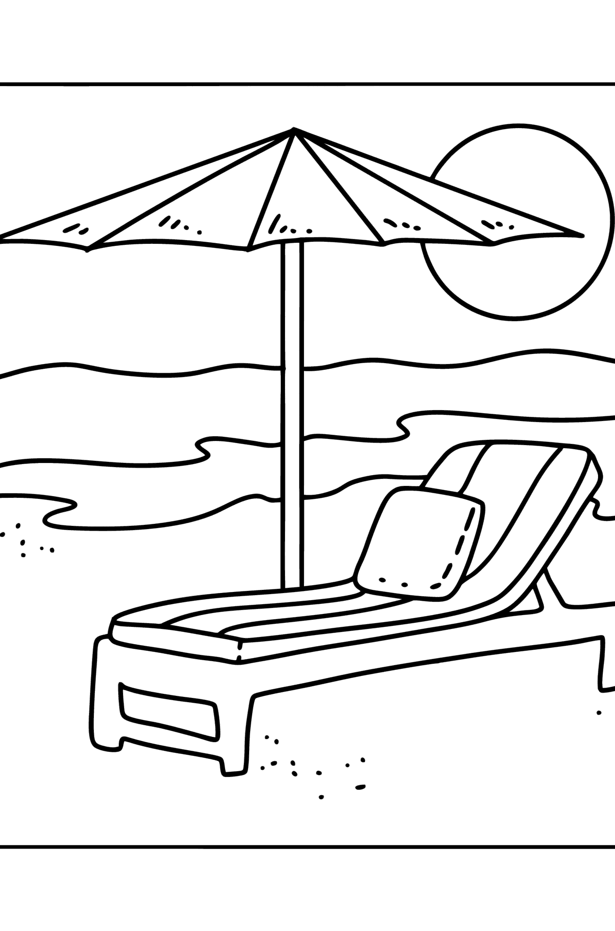 Розмальовка - пляжна парасолька та шезлонг - Розмальовки для дітей