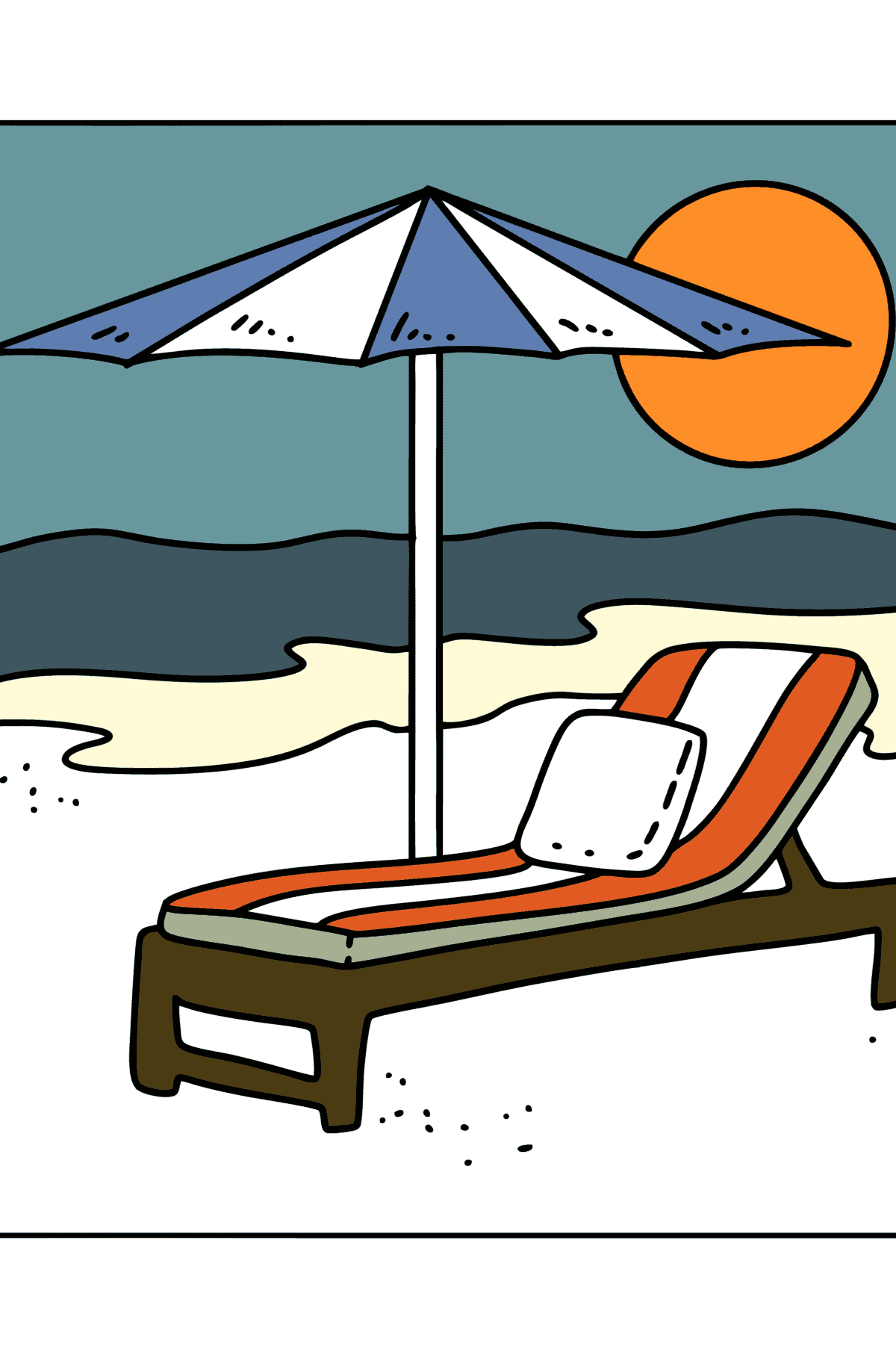 Disegni da colorare - ombrellone e lettino da spiaggia - Disegni da colorare per bambini
