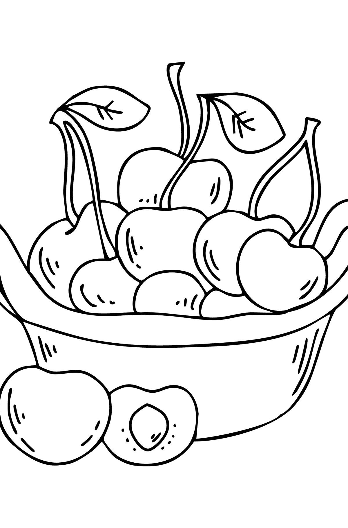 Cherries Plate Coloring Page - Coloring Pages for Kids