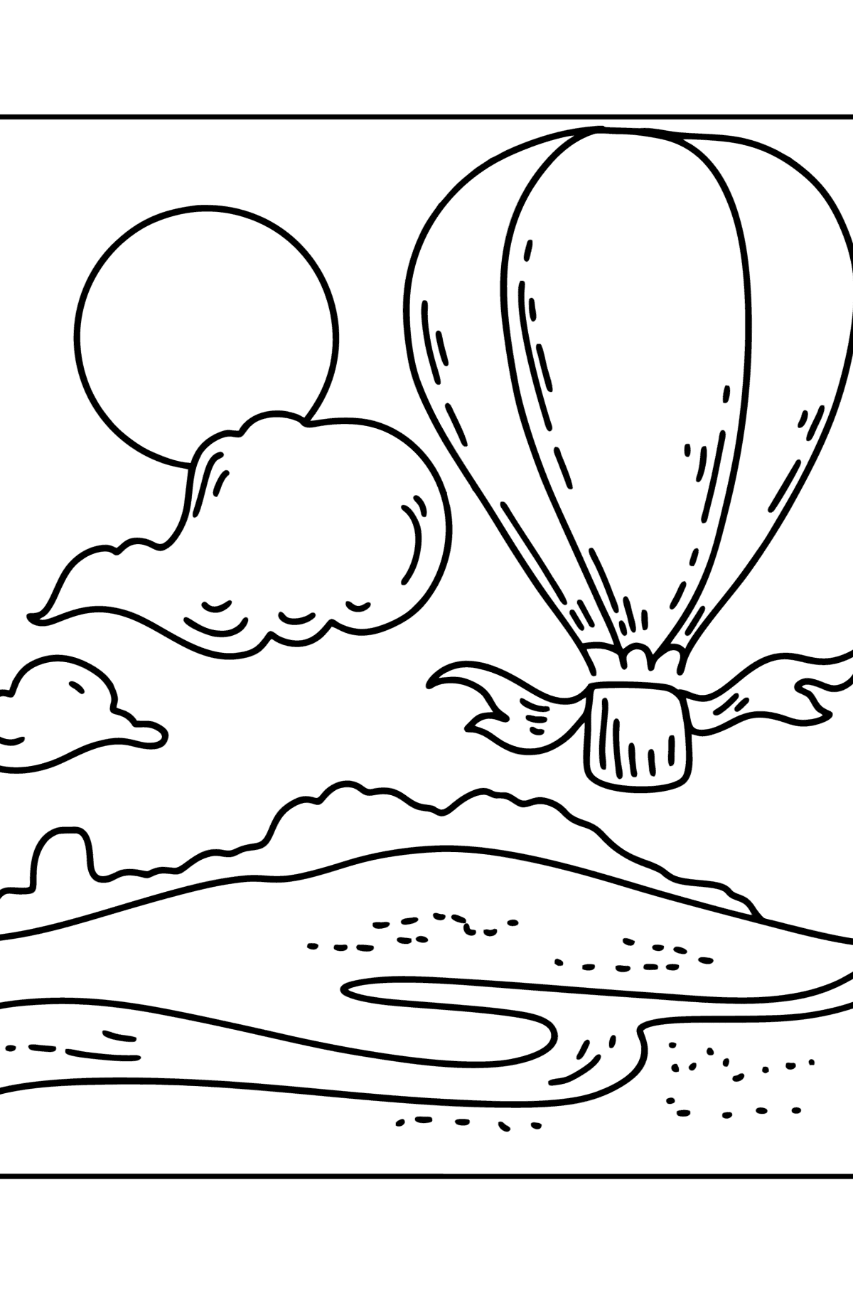 Ausmalbild - Heißluftballon - Malvorlagen für Kinder