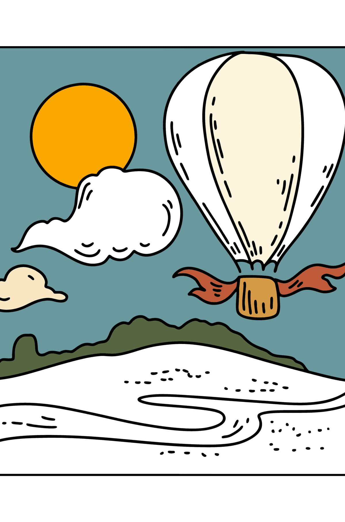Desenho para colorir - balão de ar quente - Imagens para Colorir para Crianças