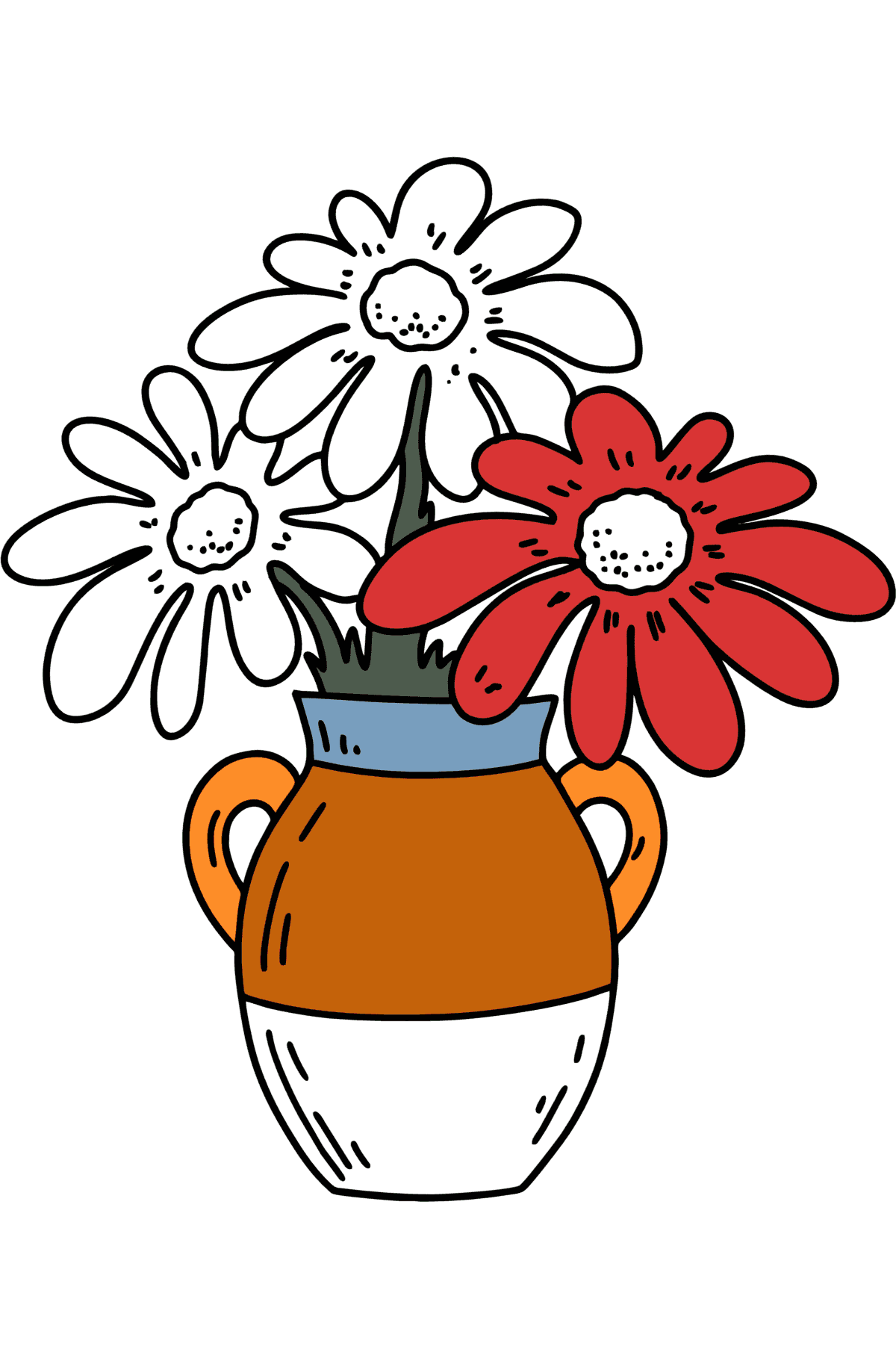 Desen de colorat vara - flori într-o vază - Desene de colorat pentru copii