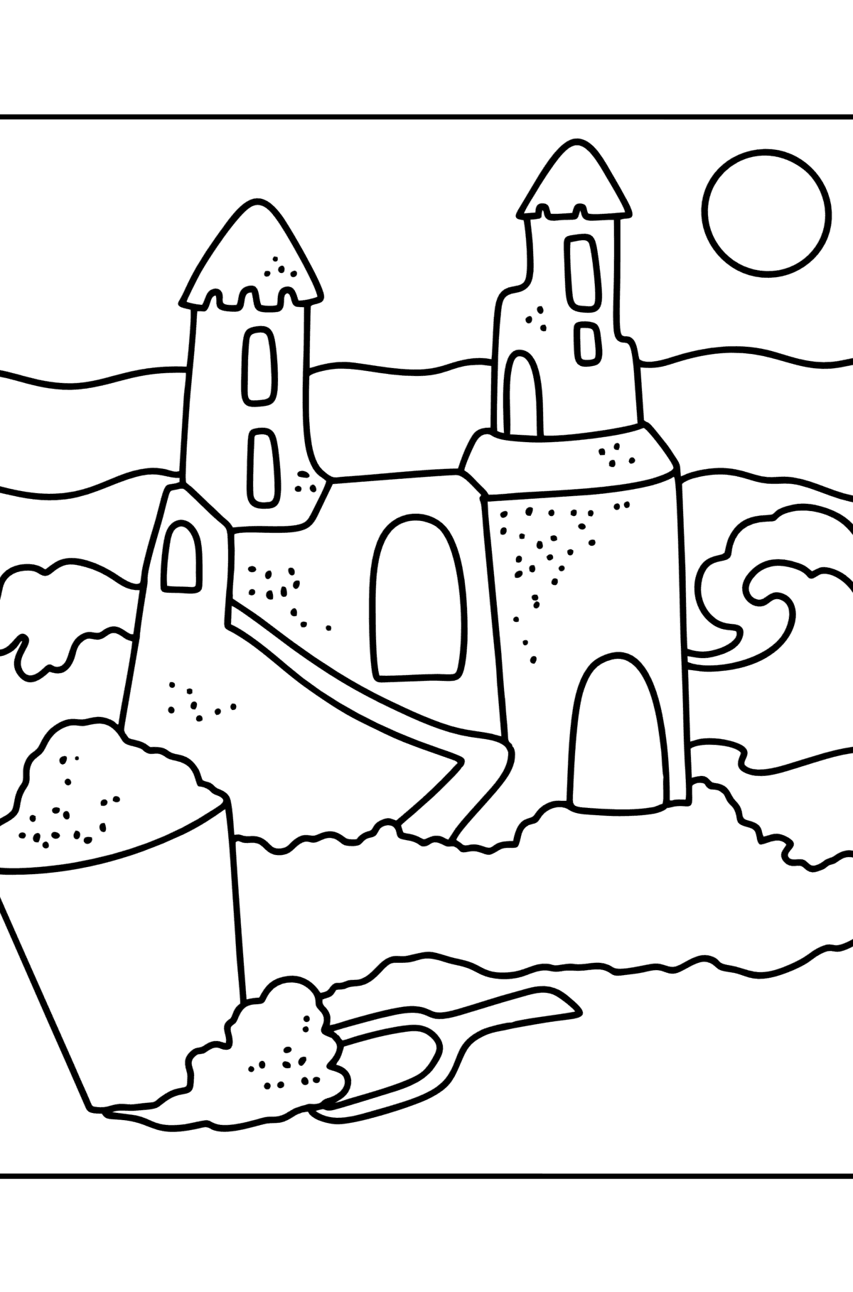 Disegno da colorare Estate - Castello di sabbia - Disegni da colorare per bambini