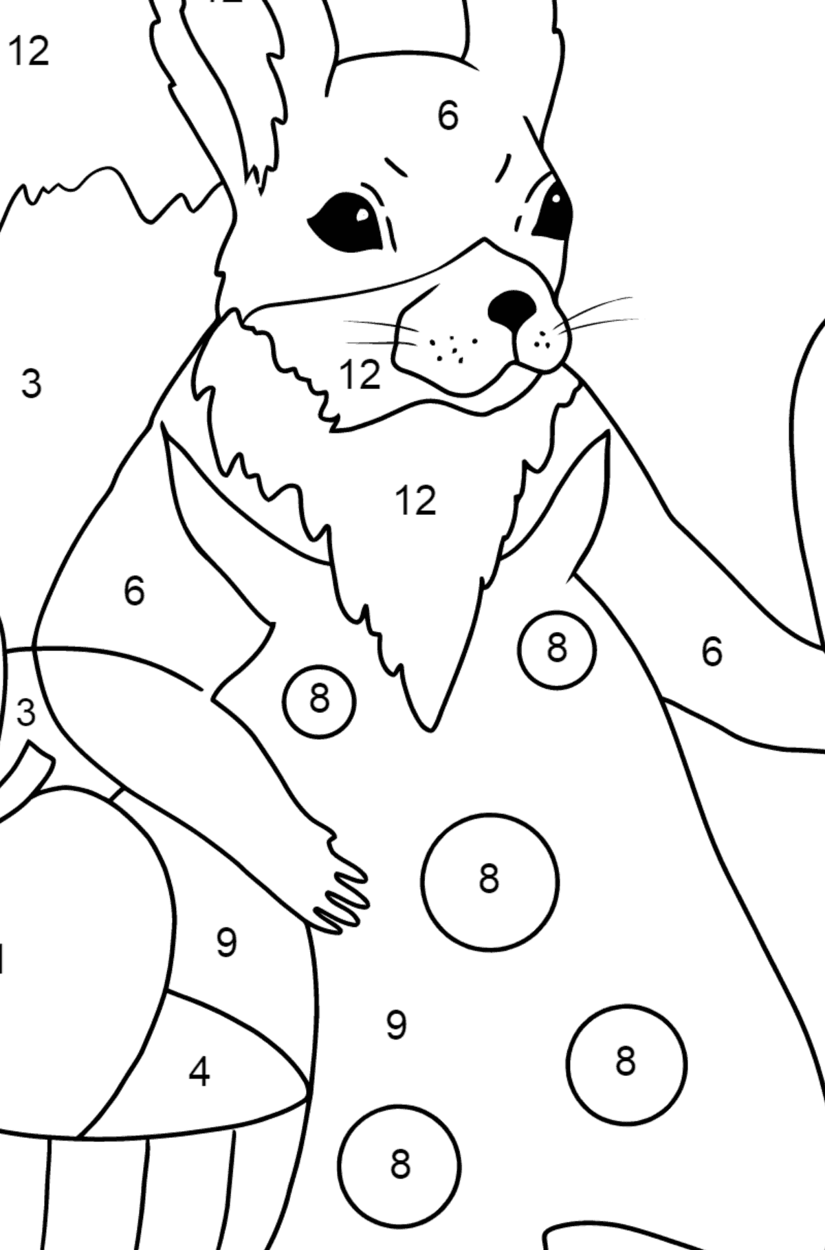 Desen de colorat poză de vară - veverițe - Desen de colorat după Număr pentru copii