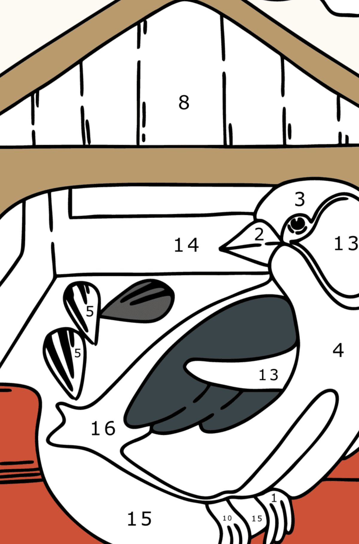 Coloring page - Bird feeder - Coloring by Numbers for Kids