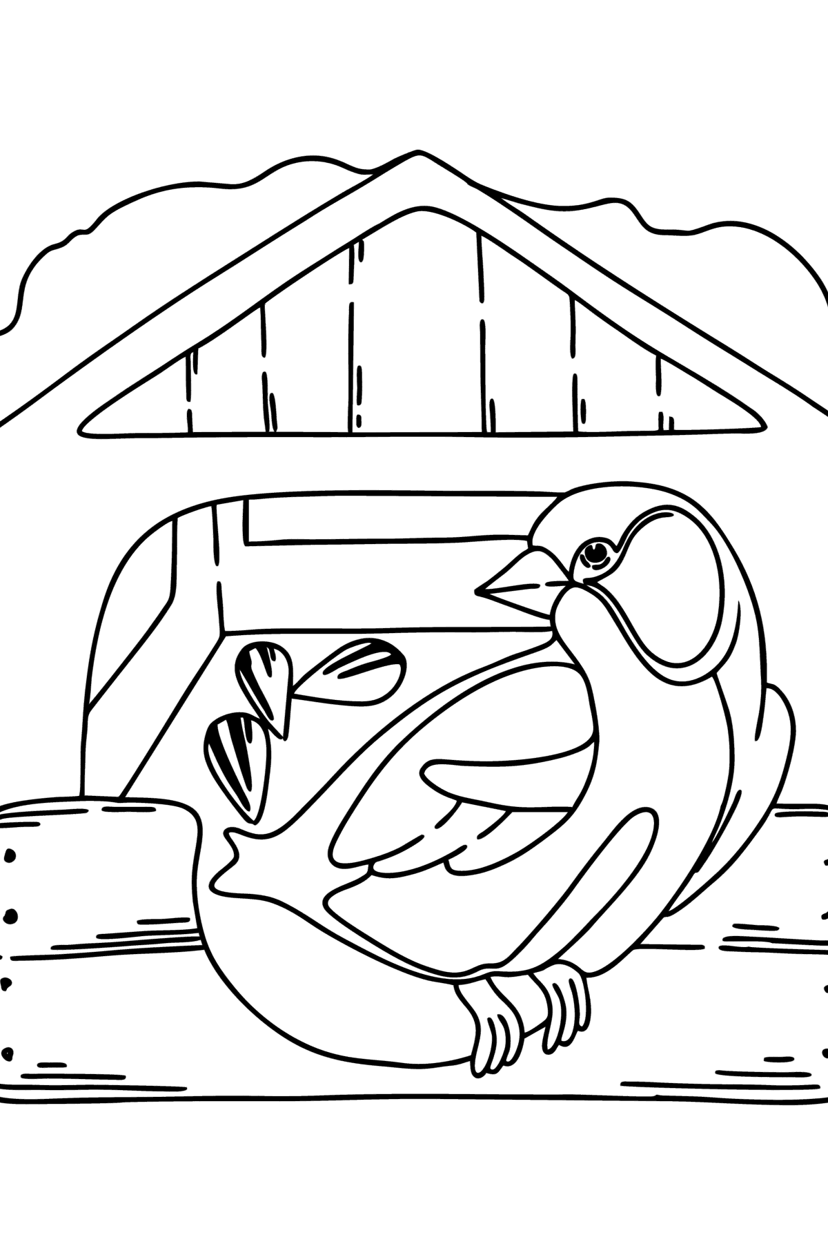 Раскраска Кормушка для птиц - Картинки для Детей
