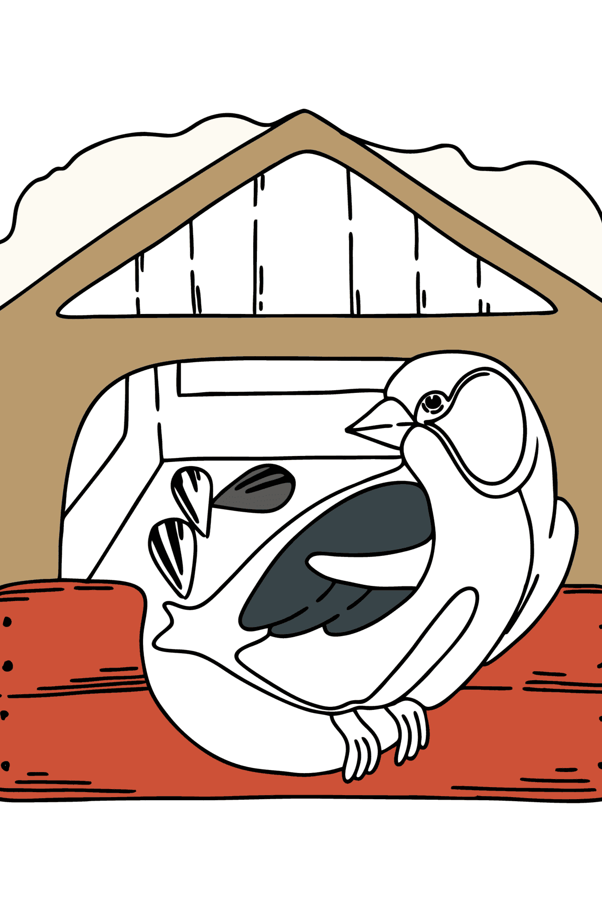 Disegno da colorare - Mangiatoia per uccelli - Disegni da colorare per bambini