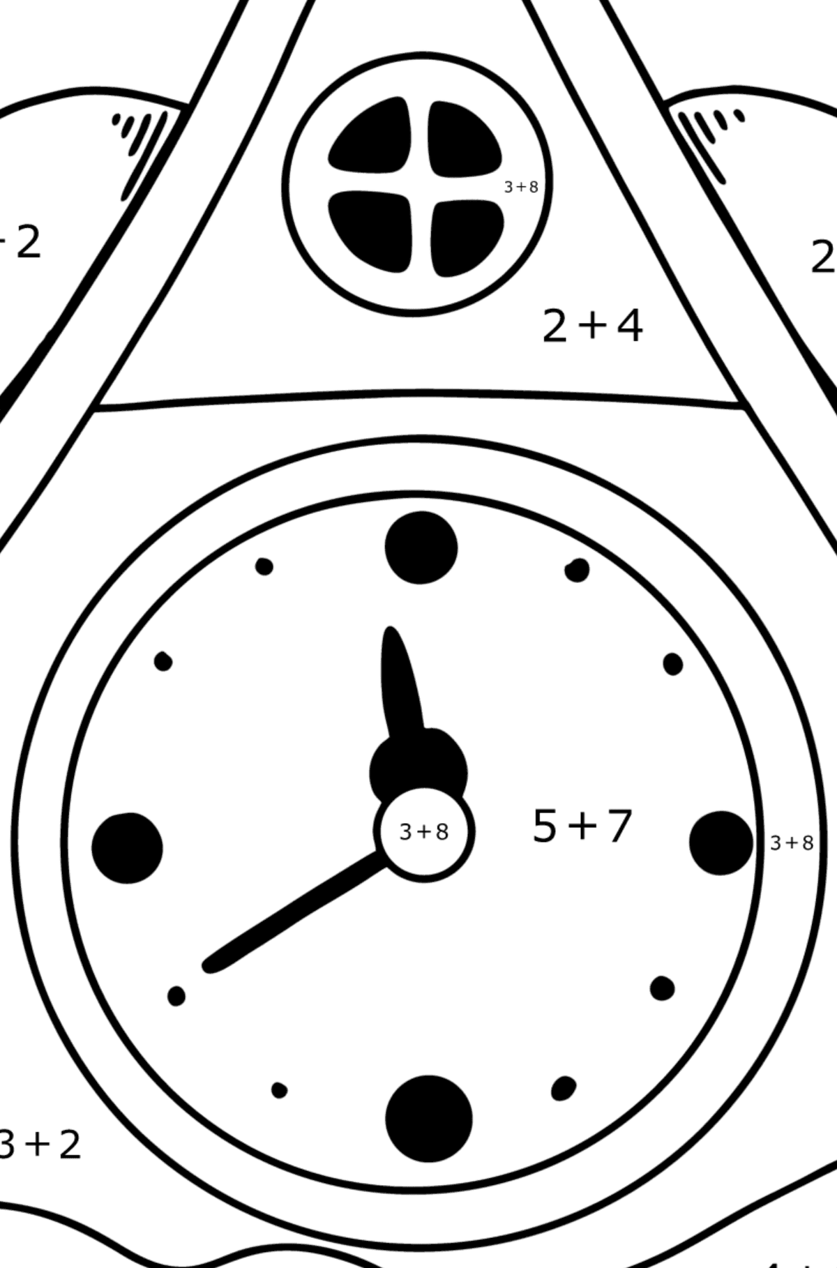 Christmas Clock coloring page - Math Coloring - Addition for Kids