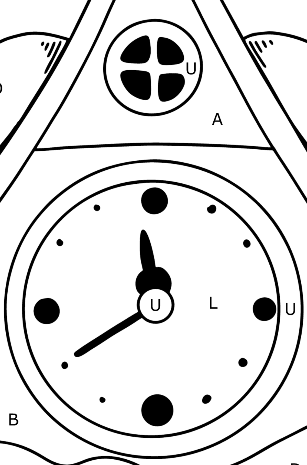 Christmas Clock coloring page - Coloring by Letters for Kids