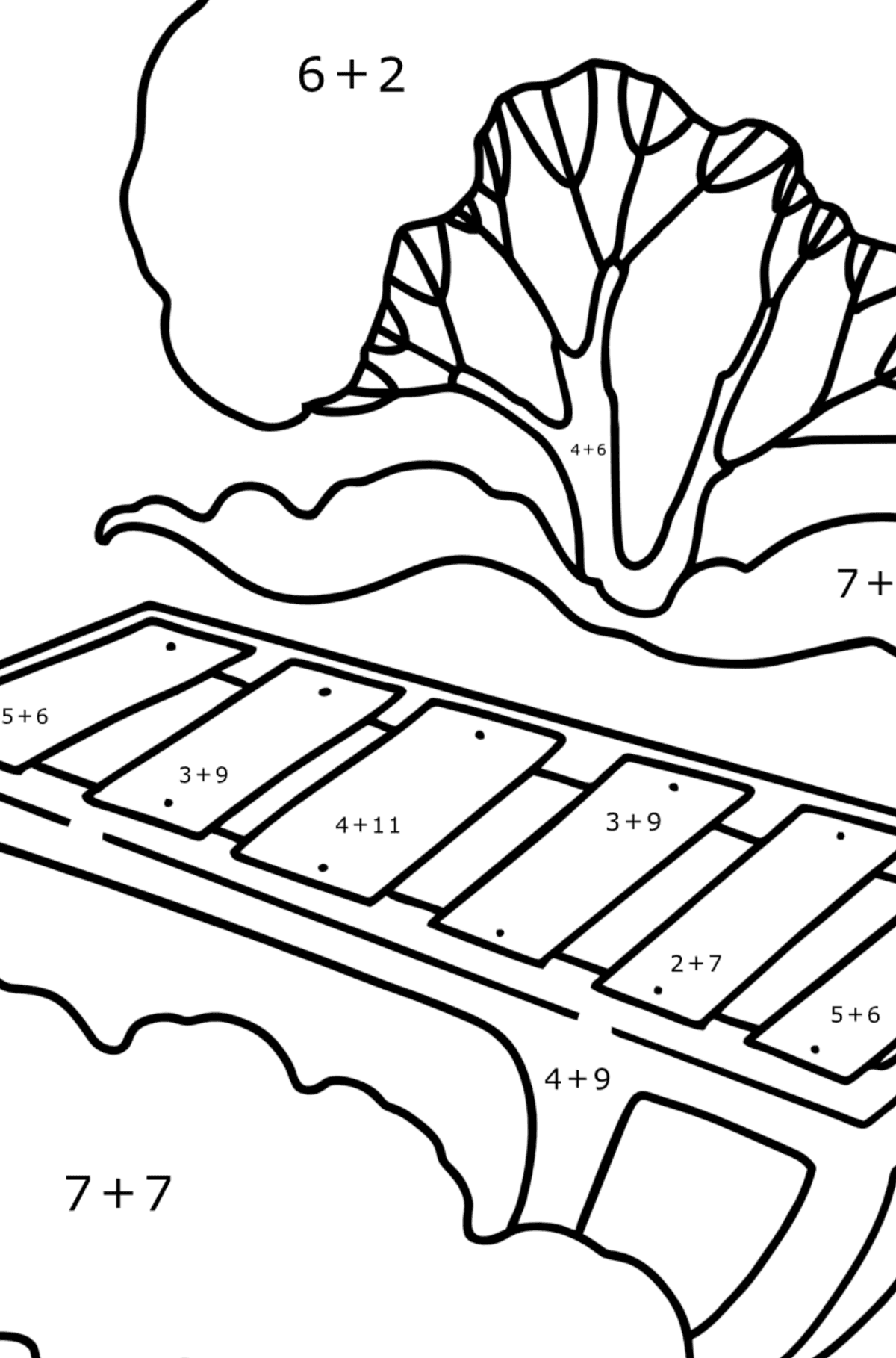 Coloring page - Sled for Kids - Math Coloring - Addition for Kids