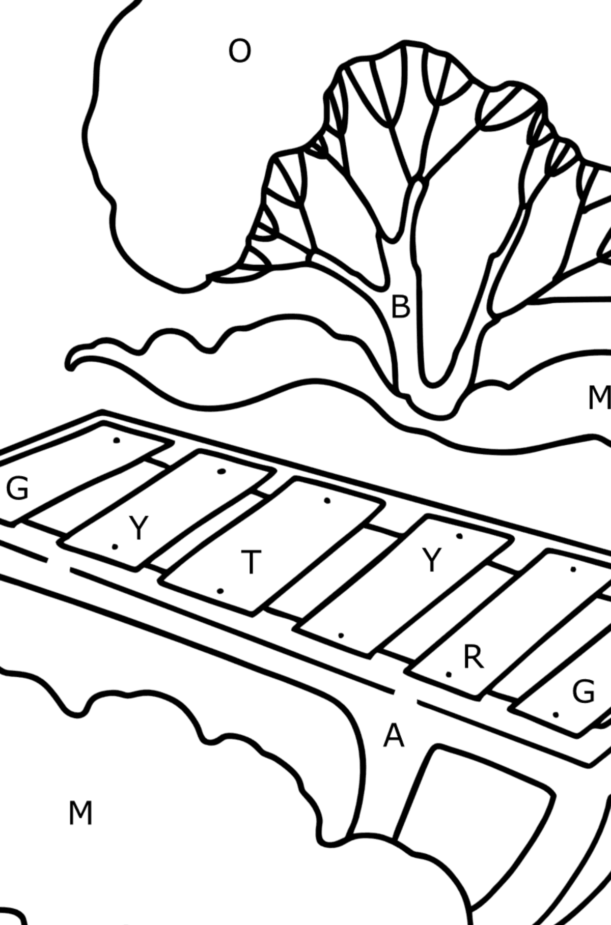Coloring page - Sled for Kids - Coloring by Letters for Kids