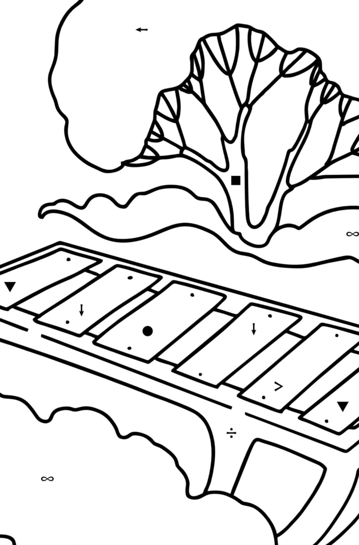 Coloring page - Sled for Kids - Coloring by Symbols for Kids