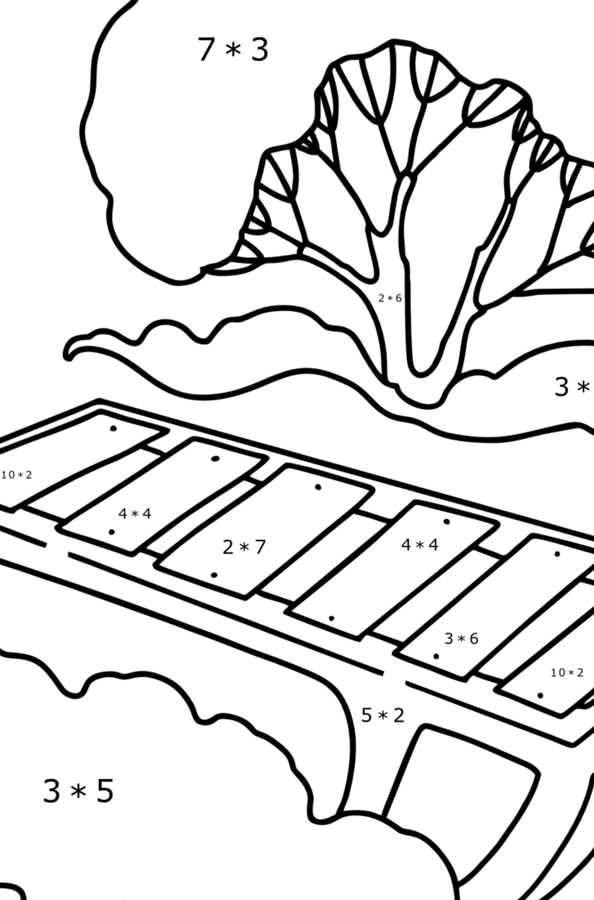 Coloring page - Sled for Kids - Math Coloring - Multiplication for Kids