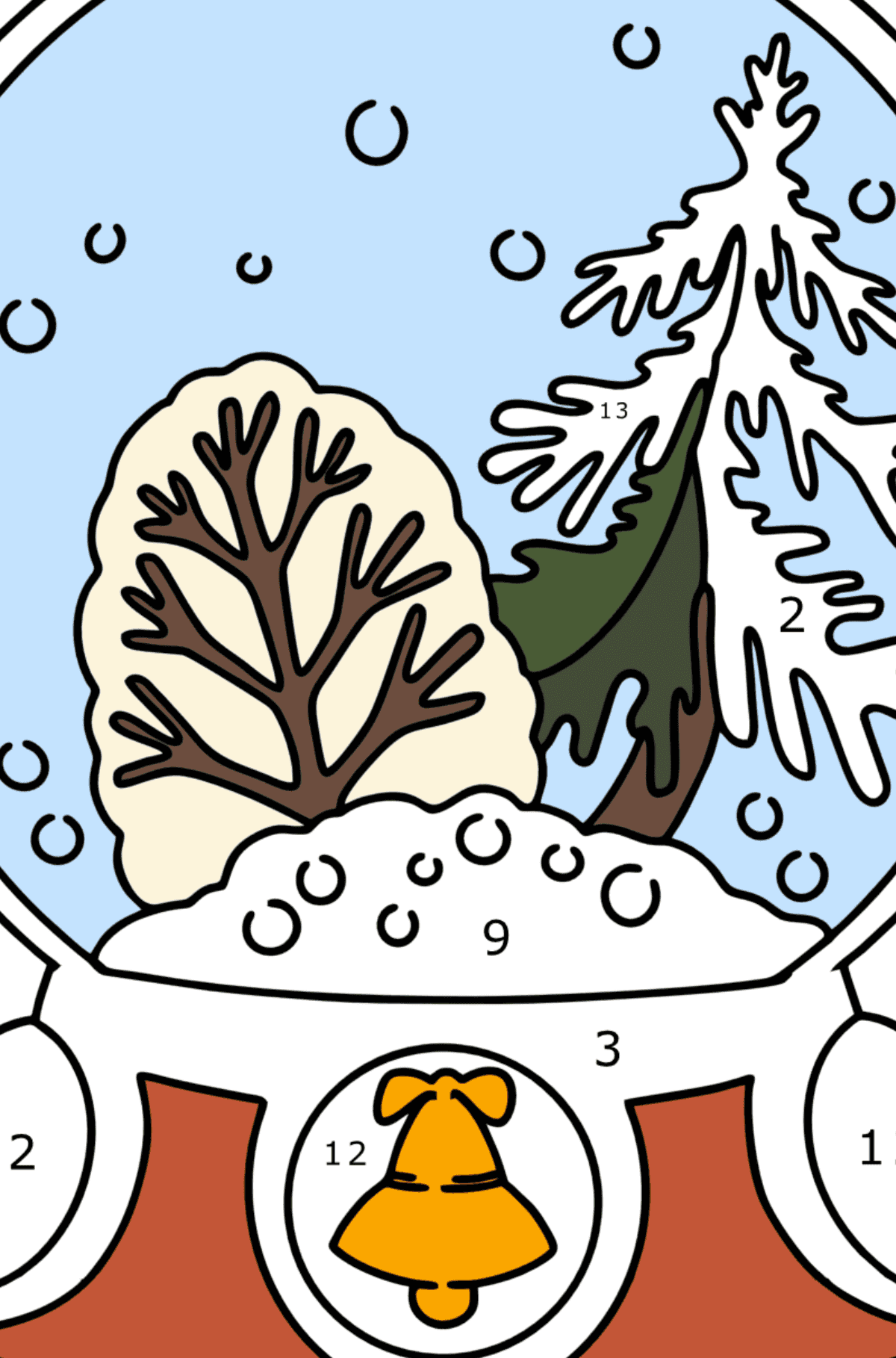 Snow Globe coloring page - Coloring by Numbers for Kids