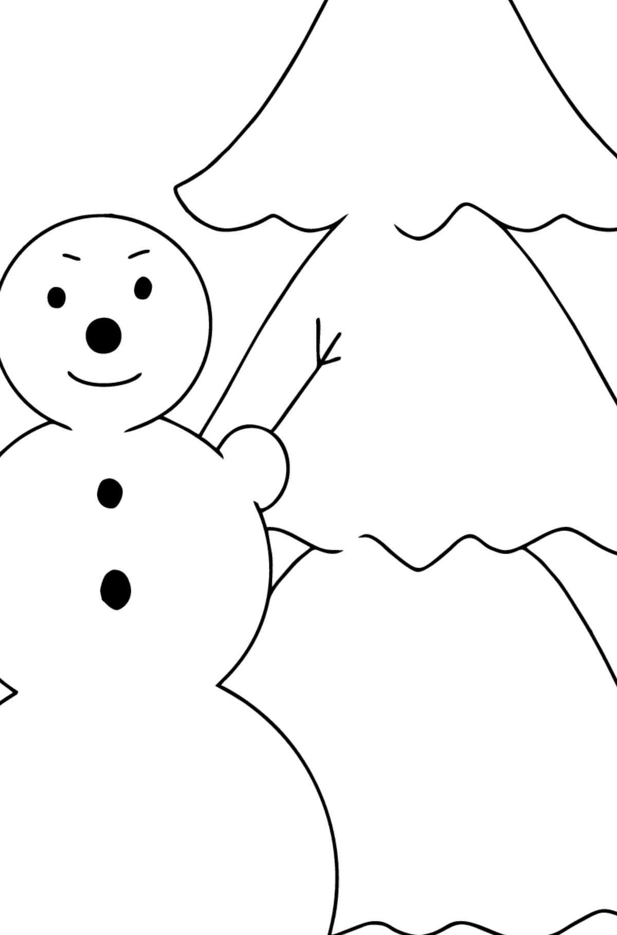 Tegning til farvning snemand og træ (let) - Matematisk farvelægning side -- Tilføjelse for børn