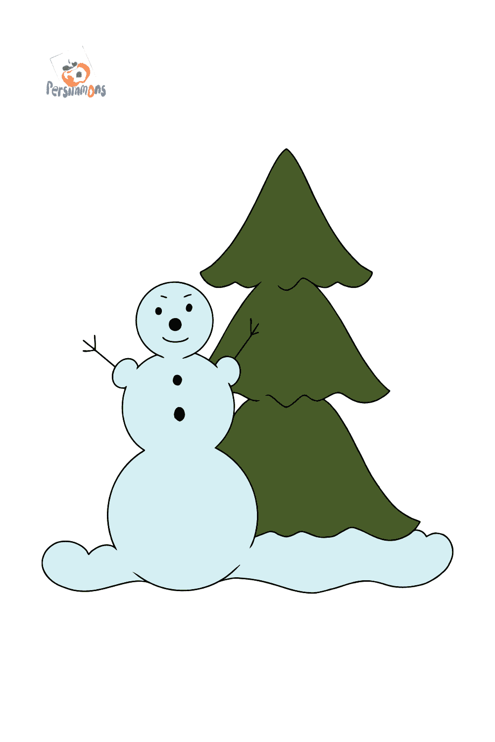 Simple coloring snowman ♥ Online and Print for Free!