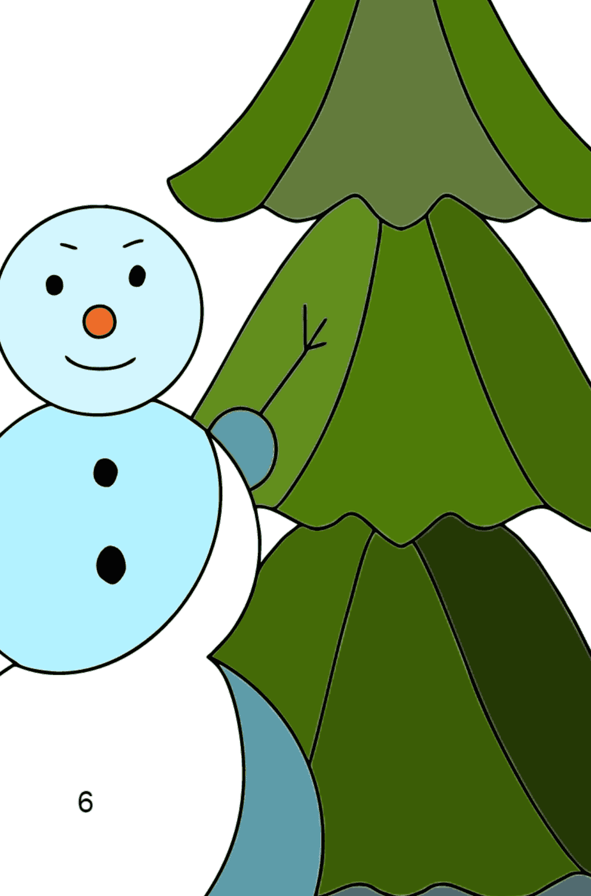 Раскраска Снеговик для малышей - По Номерам для Детей