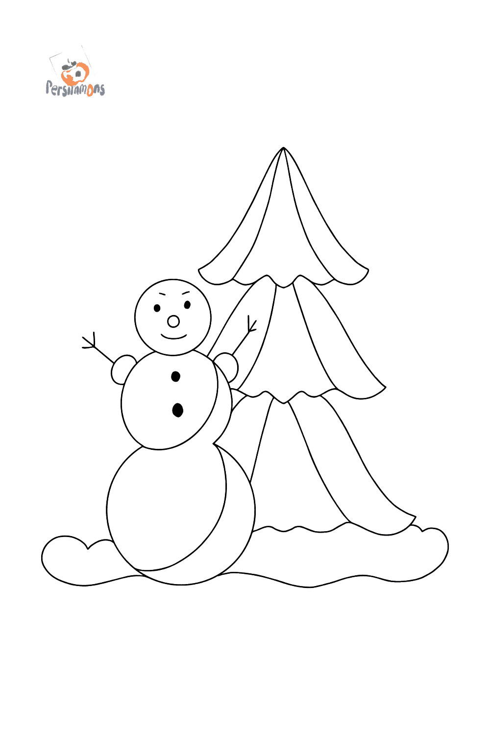Snowman and Christmas Tree coloring page ♥ Online and Print for Free!