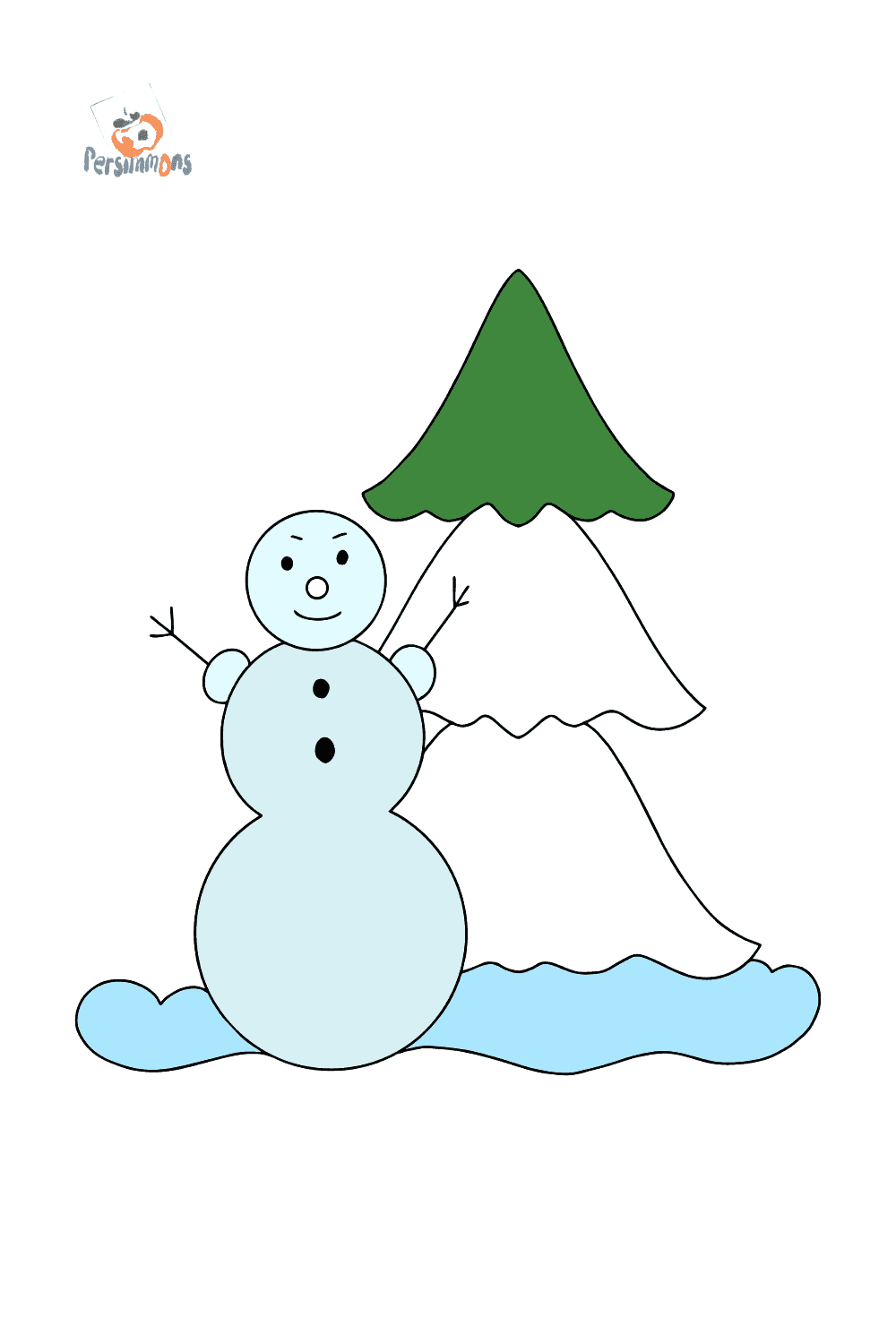 Снеговик и елка рисунок