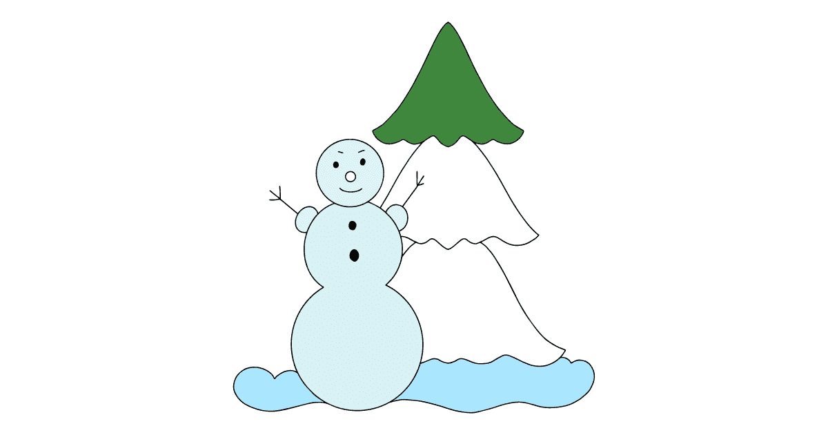 online winter coloring page  a snowman with a christmas tree