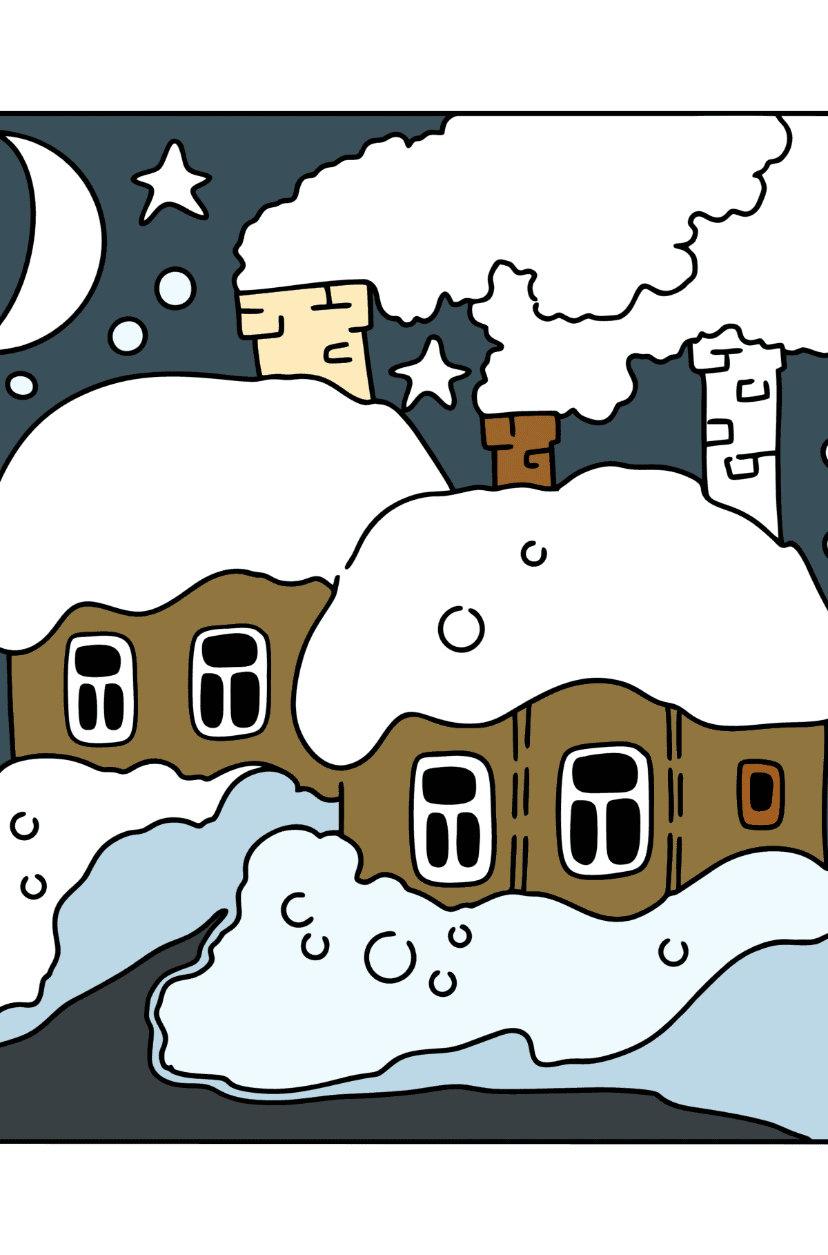 Desenho para colorir - Noite de inverno - Imagens para Colorir para Crianças