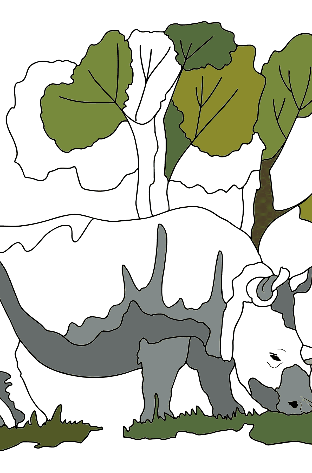 Dibujo de rinoceronte para colorear (difícil) - Dibujos para Colorear para Niños