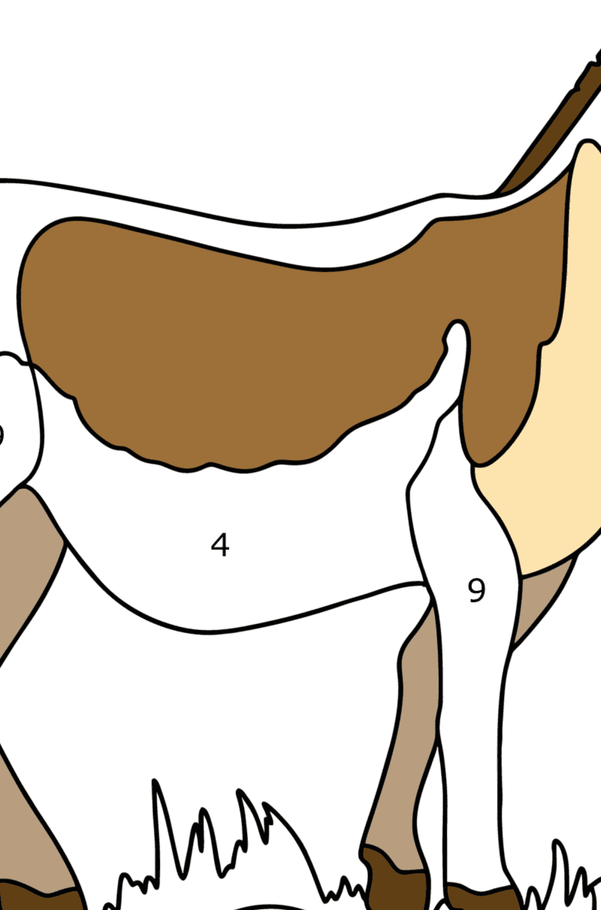 Coloriage Kiang en Asie - Coloriage par Chiffres pour les Enfants